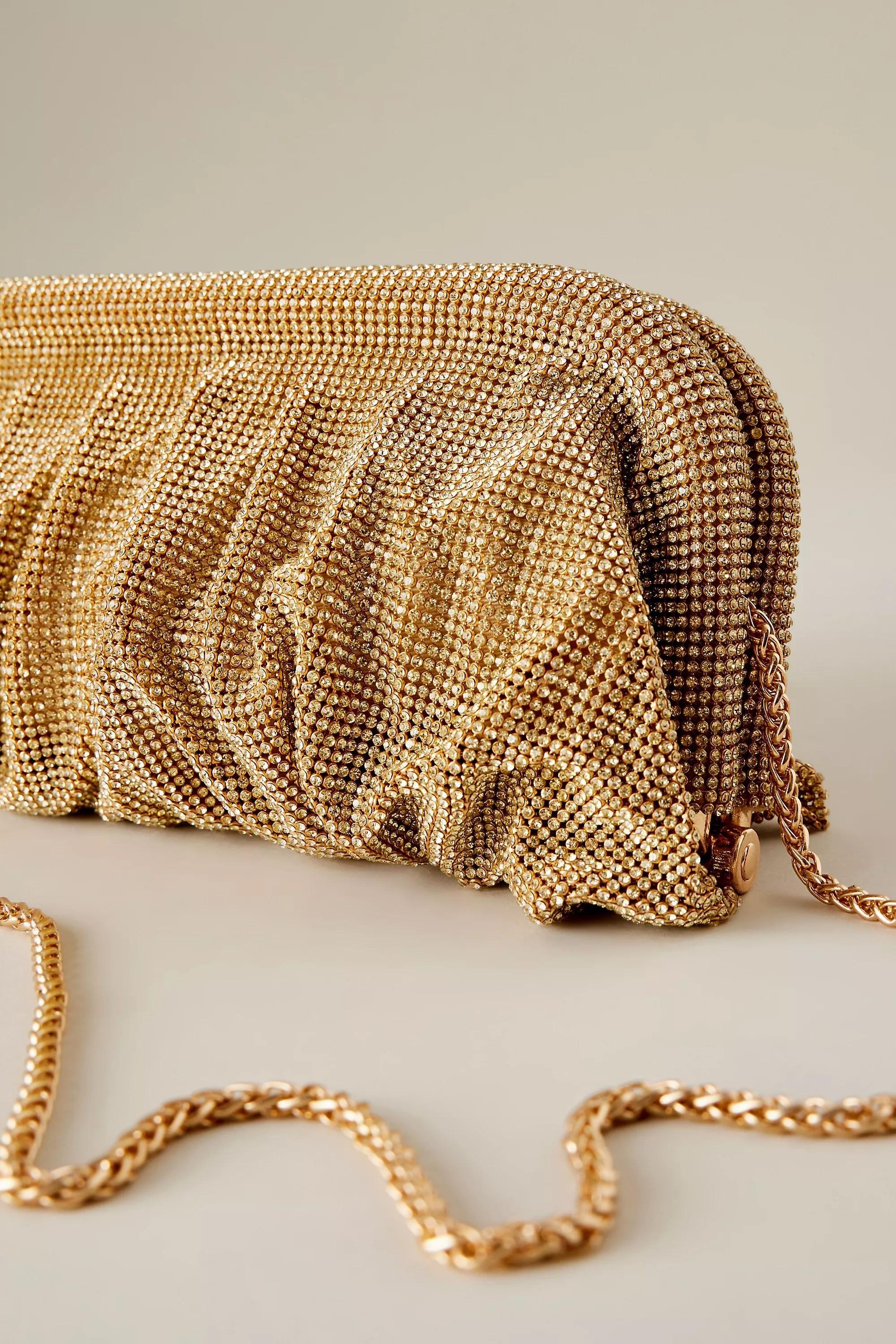 Anthropologie Ruched Clutch, Gold, A501_0070, large image number 1
