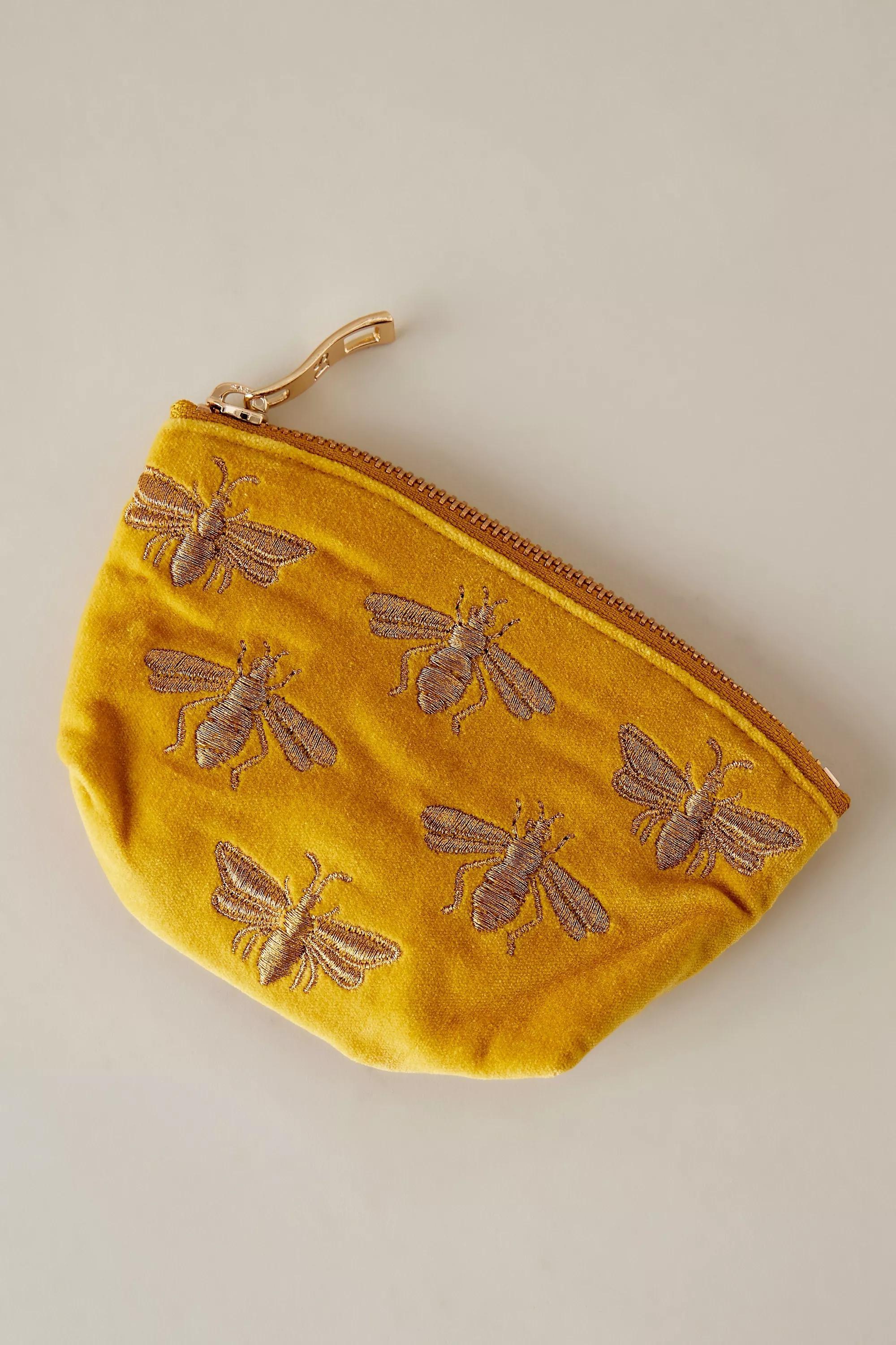 Elizabeth Scarlett Bee Velvet Coin Purse, Yellow, A501_0074, large image number 0