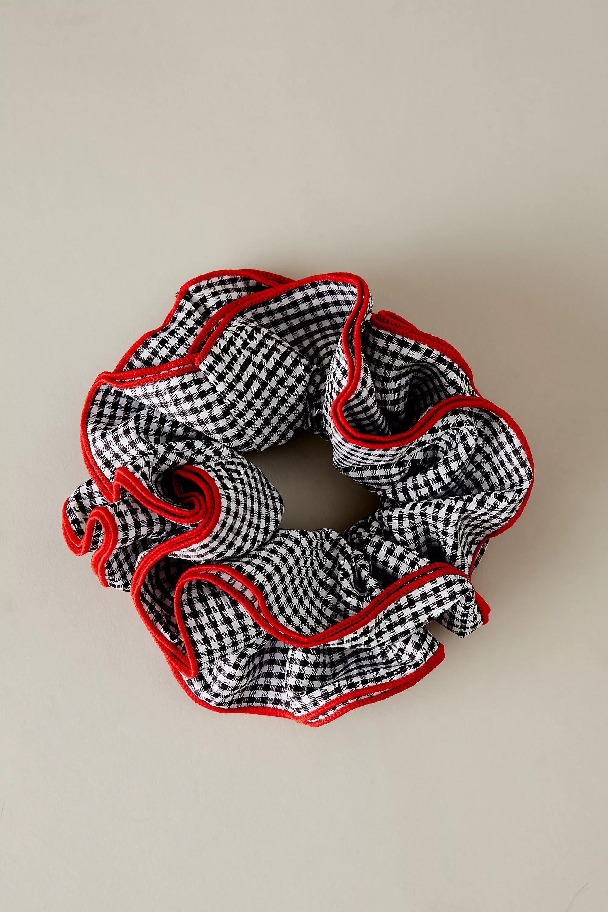 Oversized Gingham Scrunchie, Black, A501_0001, medium