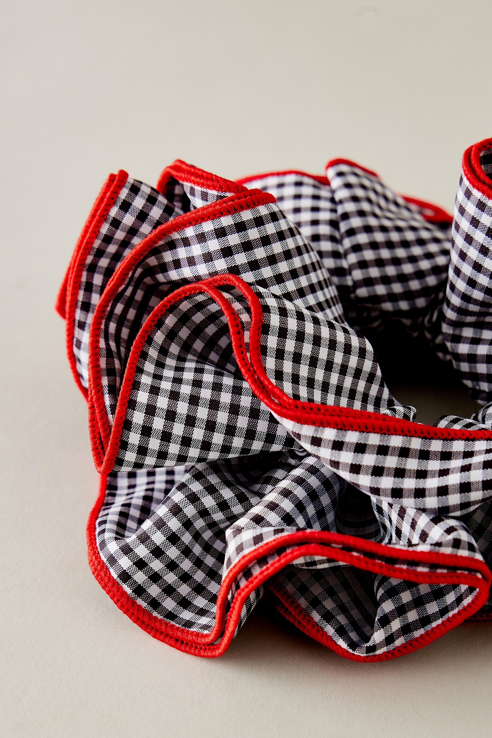Oversized Gingham Scrunchie, Black, A501_0001, large image number 1