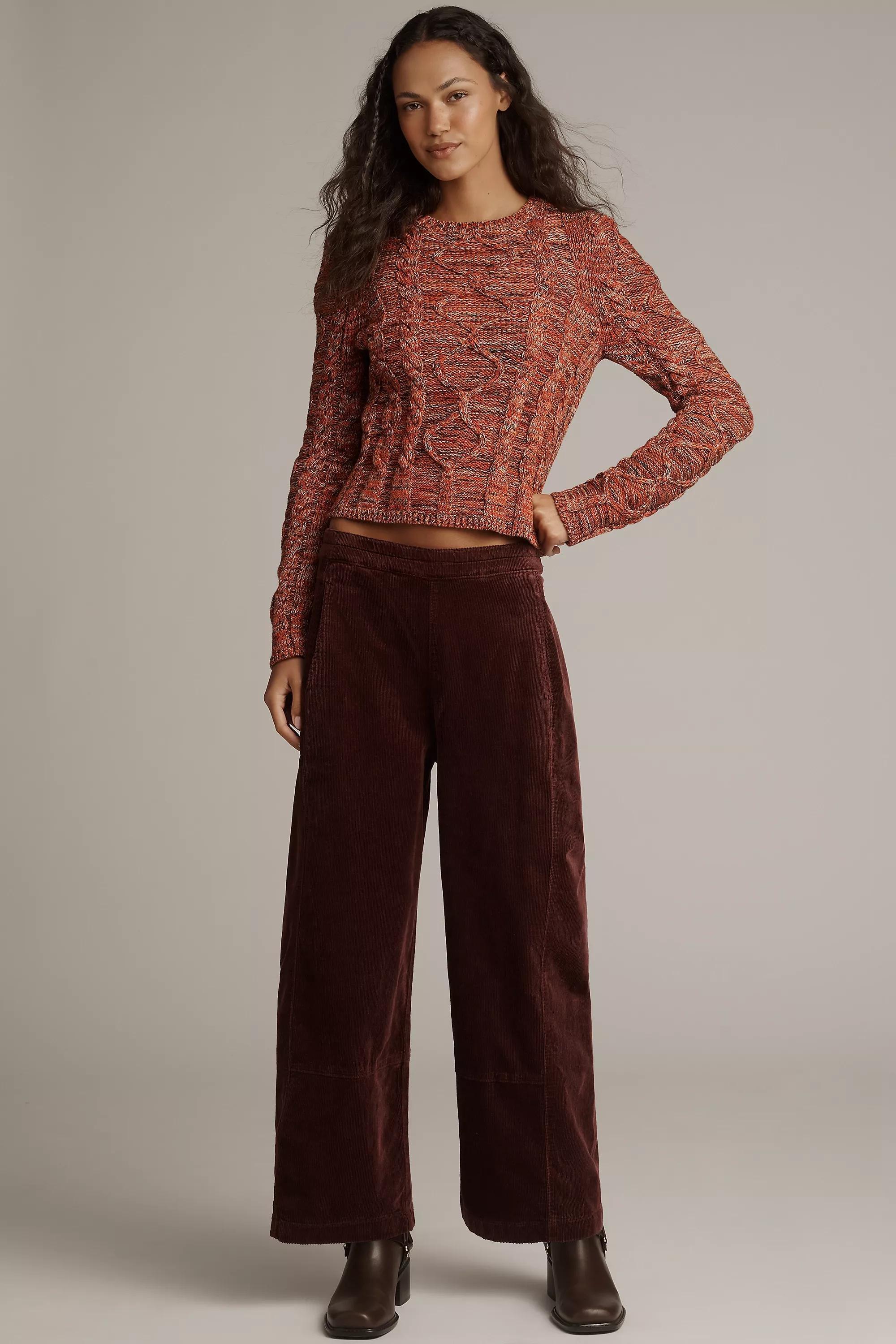 The Izzie Relaxed Pull-On Barrel Pants, Burgundy, A501_0052, medium