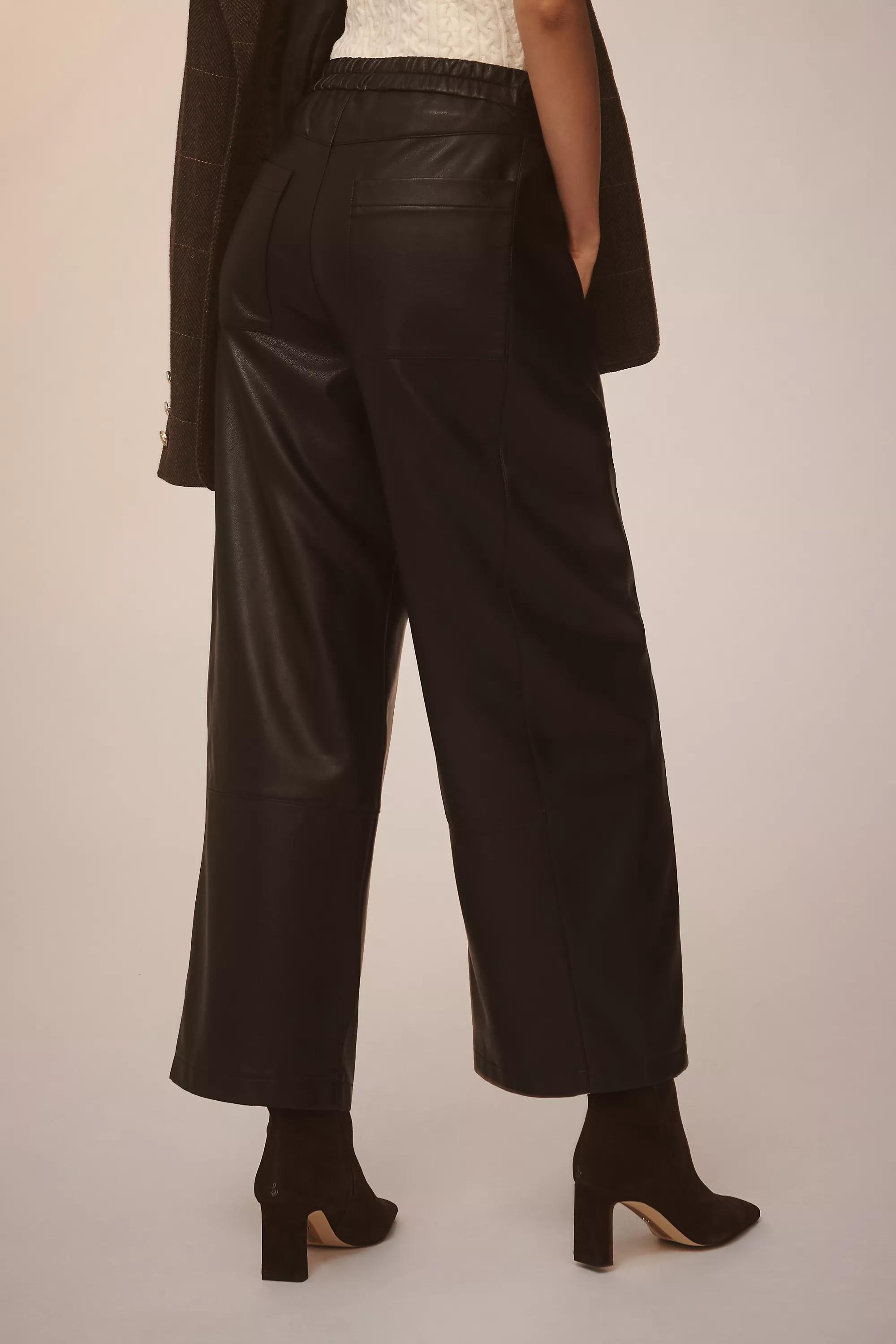 Anthropologie Leather Effect Casual Trousers, Black, , large image number 7