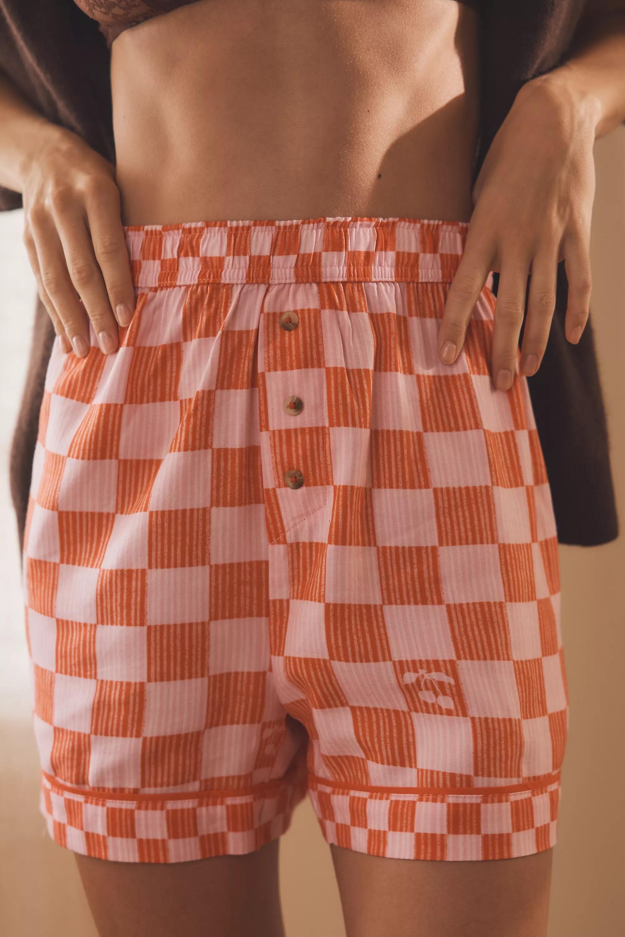 Flannel Pyjama Shorts, Pink, , large image number 1