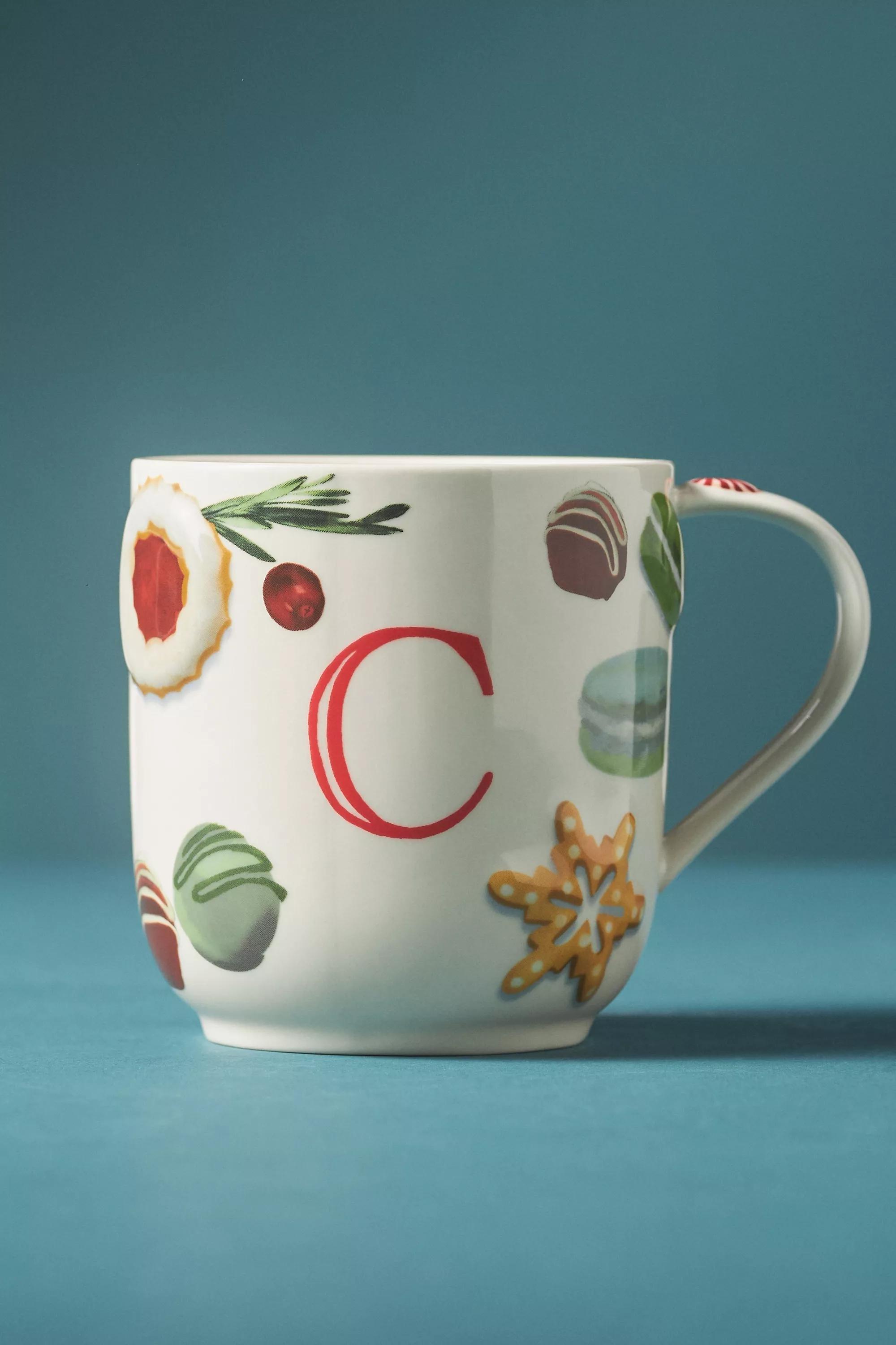 C Holifaye Stoneware Monogram Mug, Multicolour, A501_0903, large image number 0