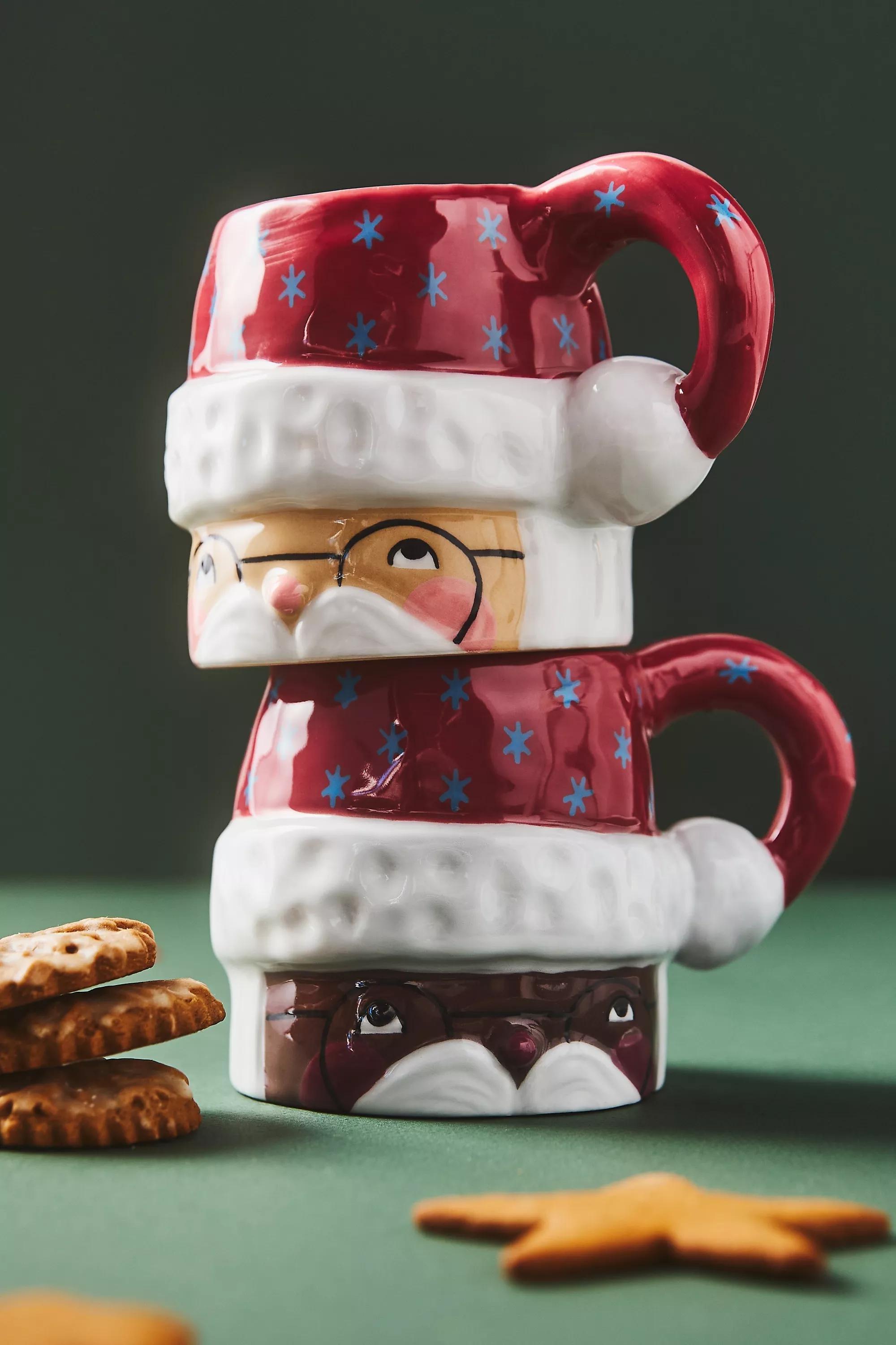 Isabela Dos Santos Mr & Mrs Claus Stoneware Mugs, Red, A501_0060, large image number 1