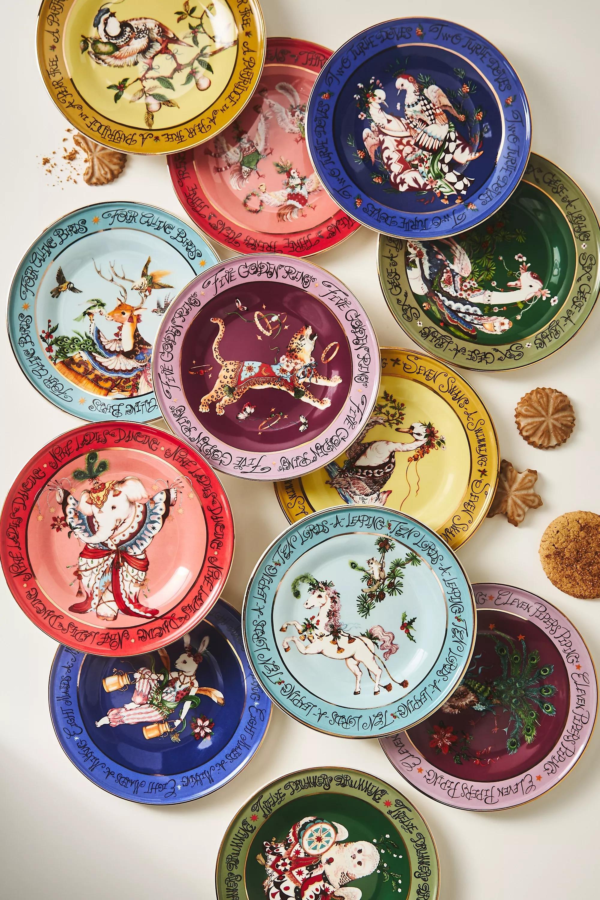 Phannapast Taychamaythakool Twelve Days Of Christmas Dessert Plate, Red, A501_0060, large image number 1