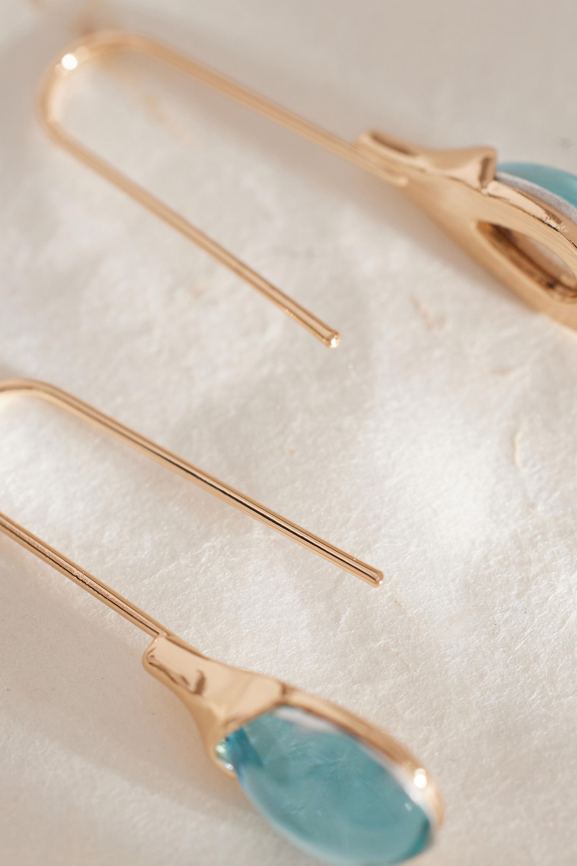 Stone Droplet Earrings, Blue, A501_0040, large image number 2