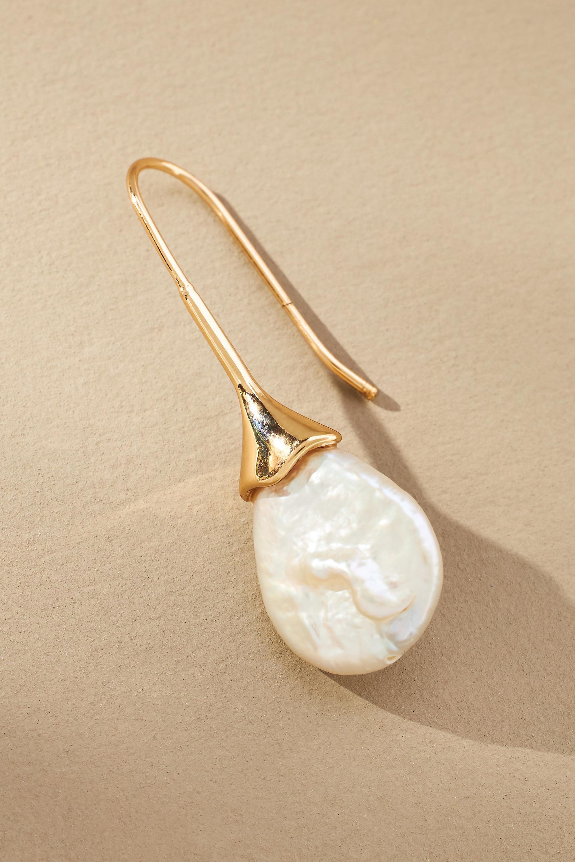 Anthropologie Drop Earrings, Pearl, A501_0017, large image number 1
