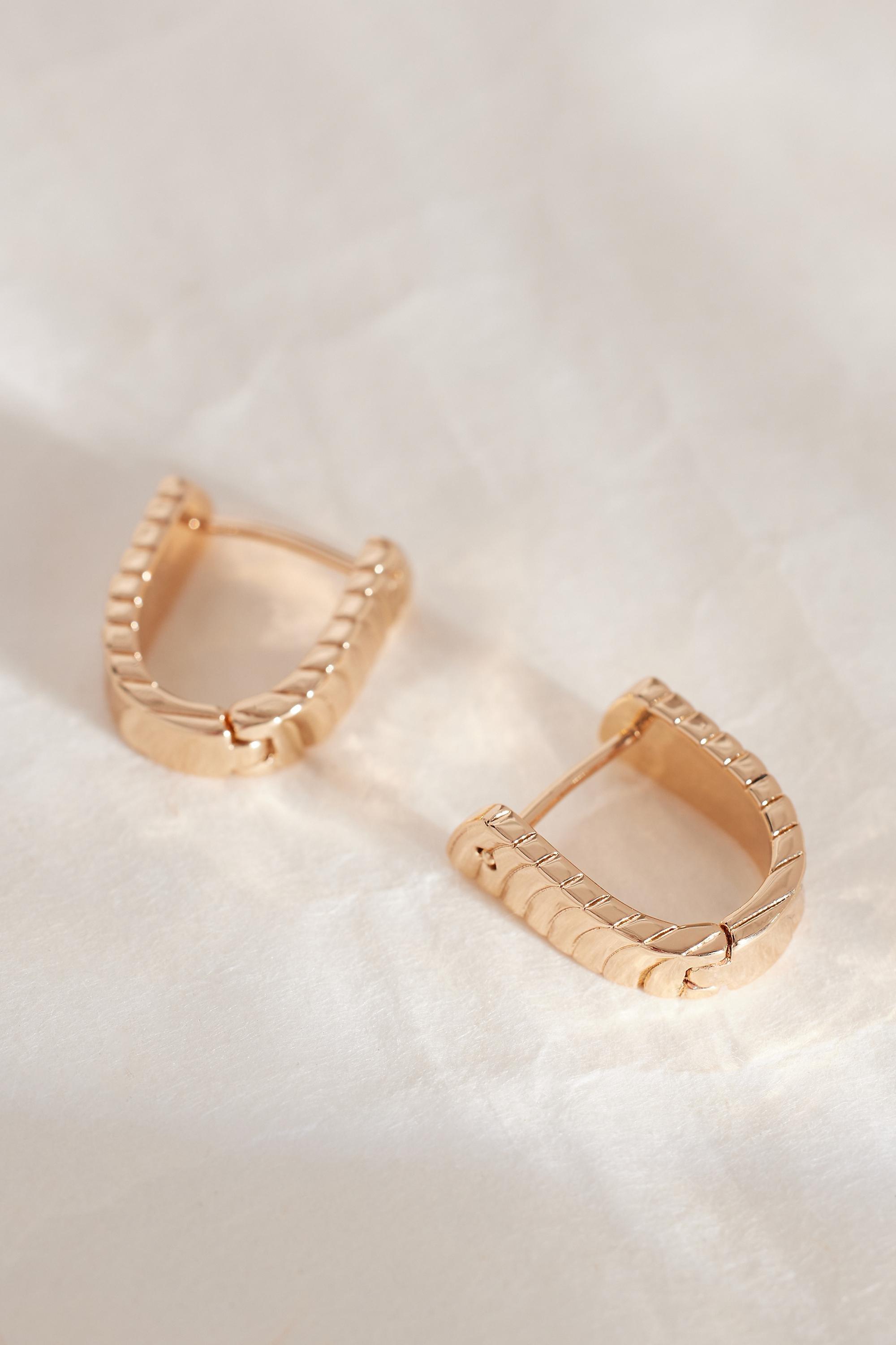 Multi-Ridge Hoop Earrings,Gold, A501_0070, large image number 1