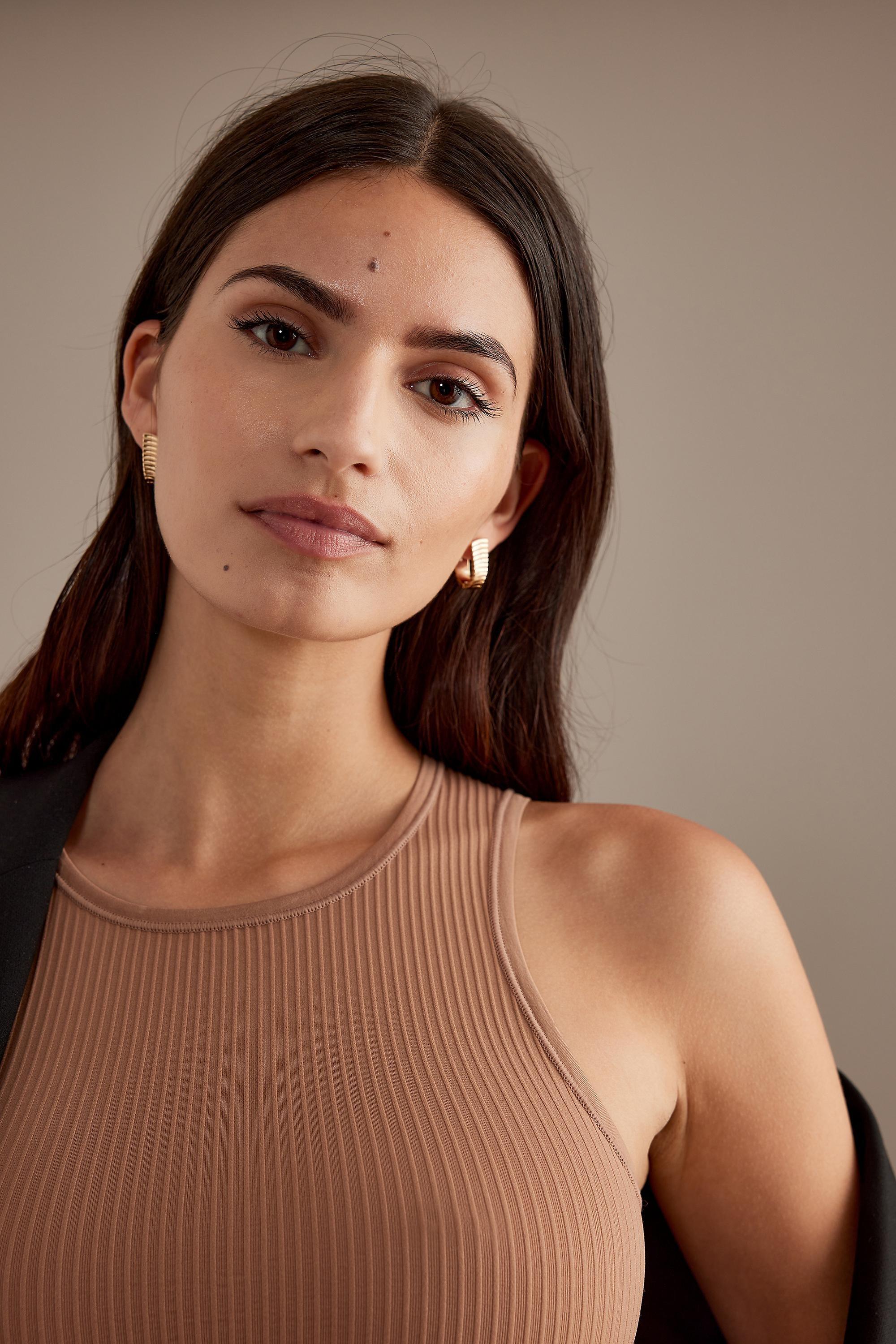 Multi-Ridge Hoop Earrings,Gold, A501_0070, large image number 2