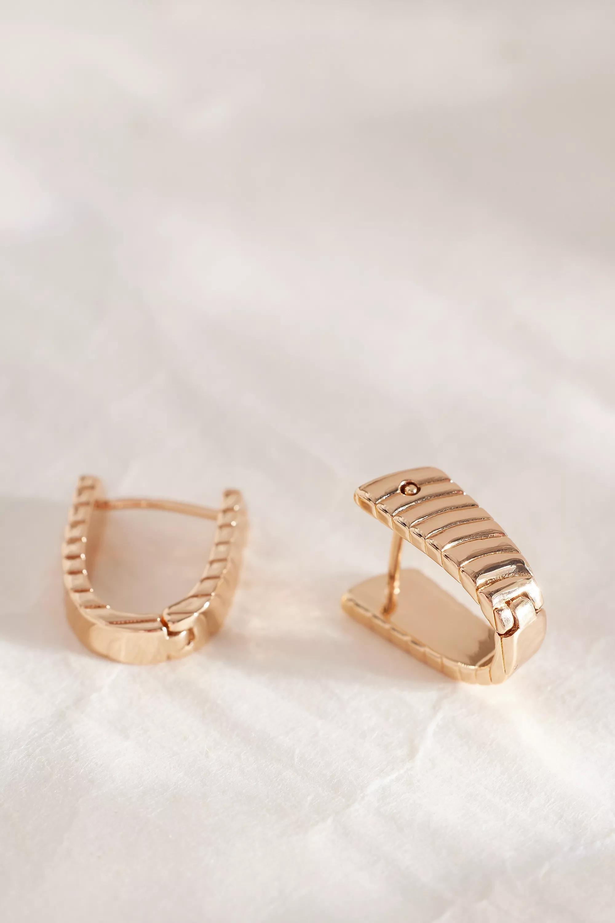 Multi-Ridge Hoop Earrings,Gold, A501_0070, large image number 3