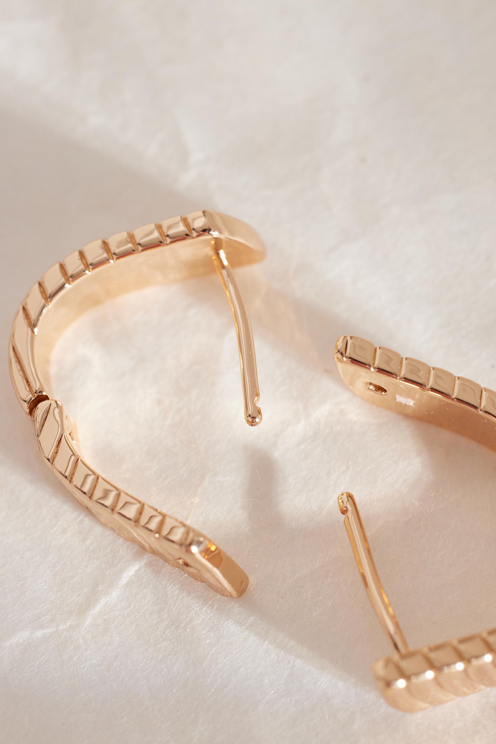 Multi-Ridge Hoop Earrings,Gold, A501_0070, large image number 4