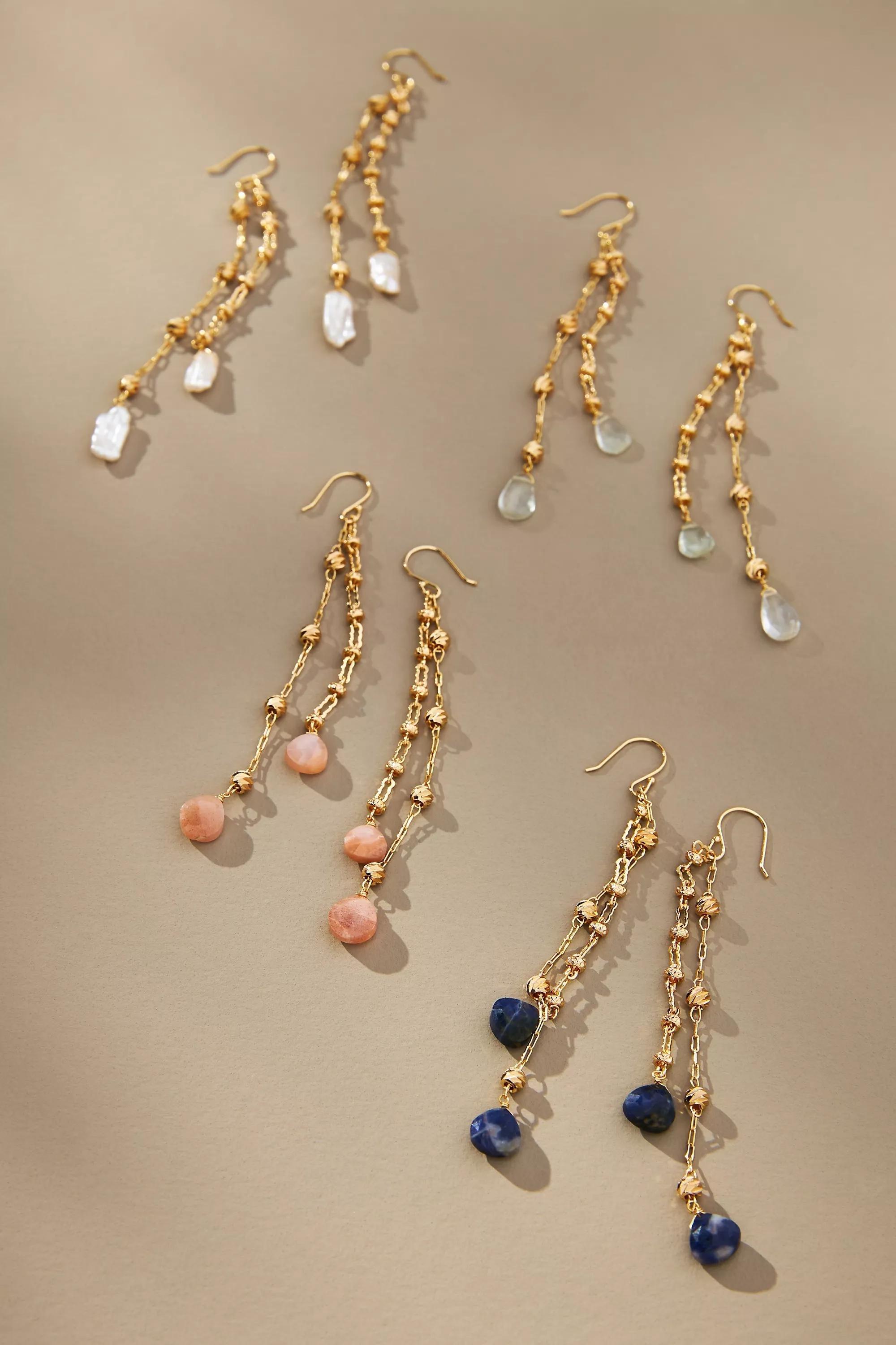 Tassel Drop Earrings, Cream, , medium