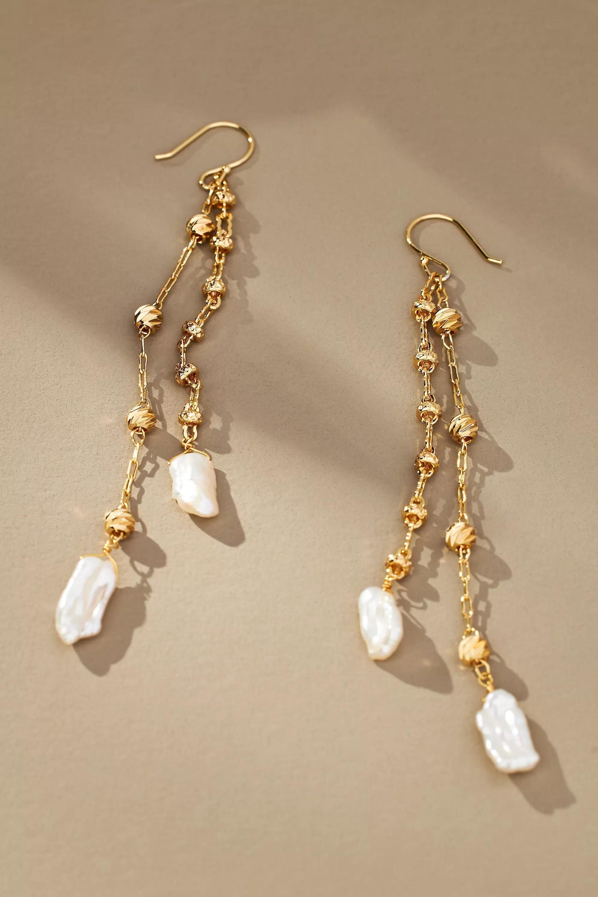 Tassel Drop Earrings, Cream, A501_0017, large image number 1