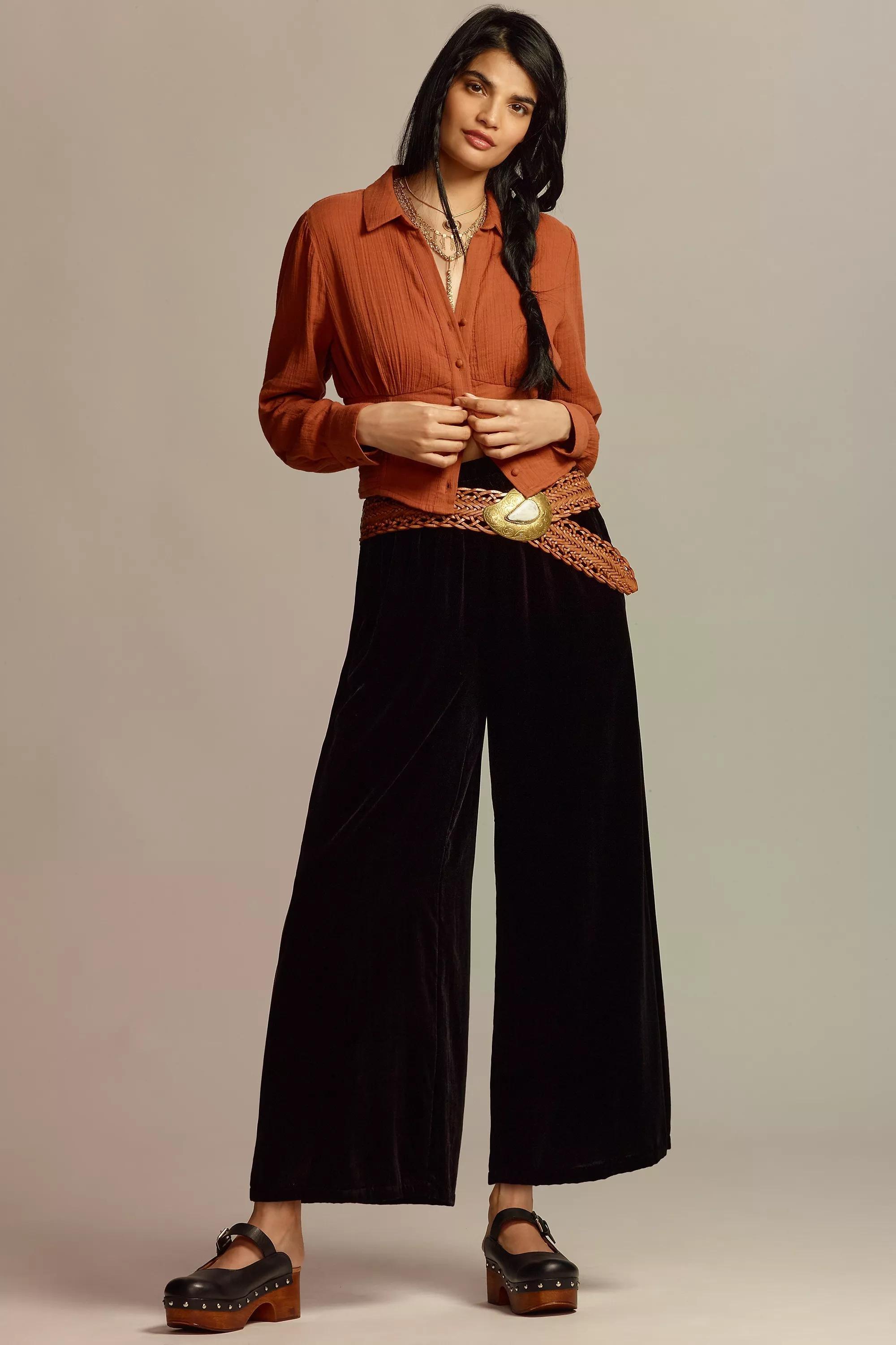 Anthropologie Plain Casual Trousers, Black, , large image number 0