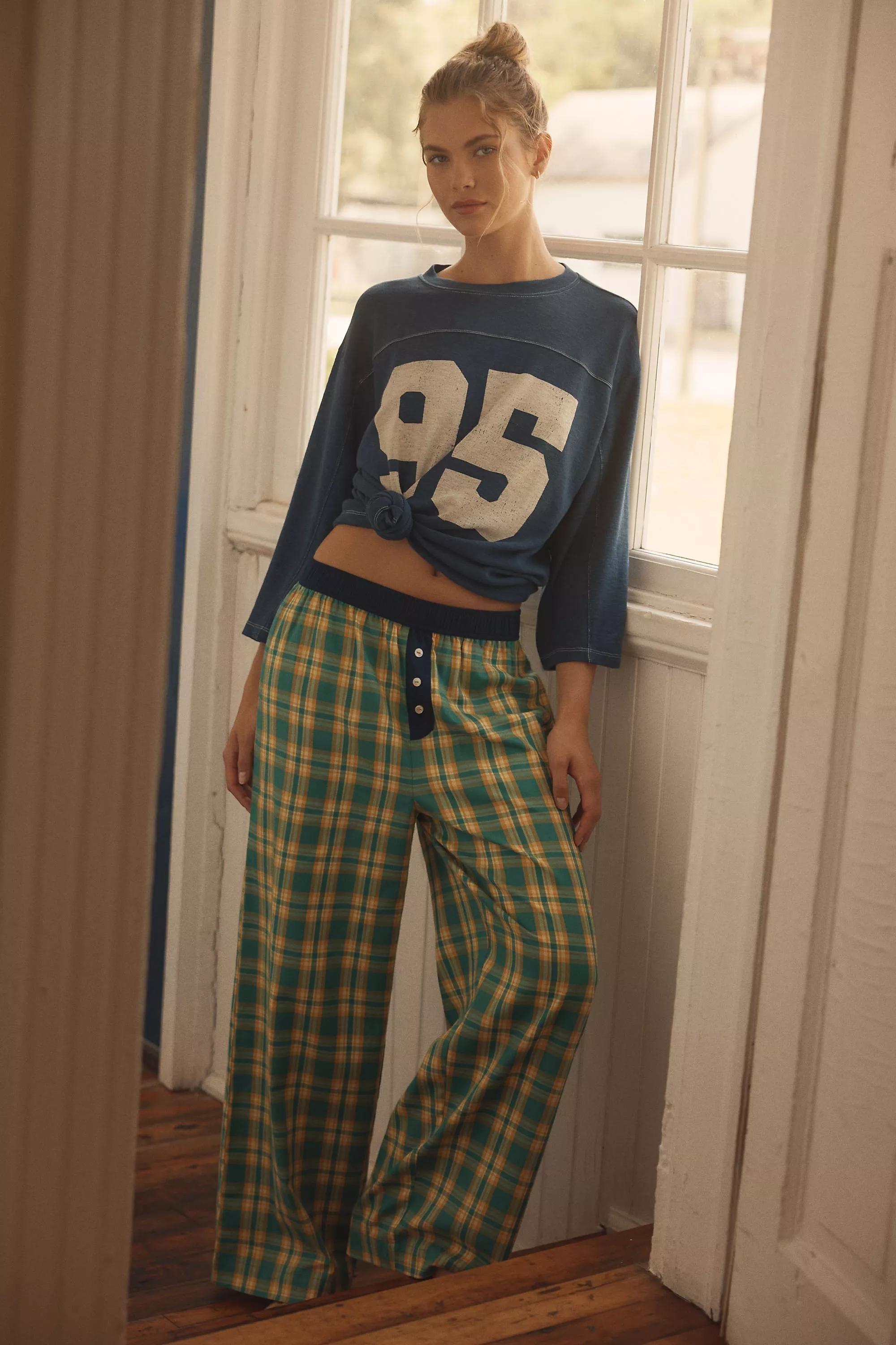 EMERALD GREEN By Anthropologie Flannel Boxer Trousers, A501_0359, large image number 0