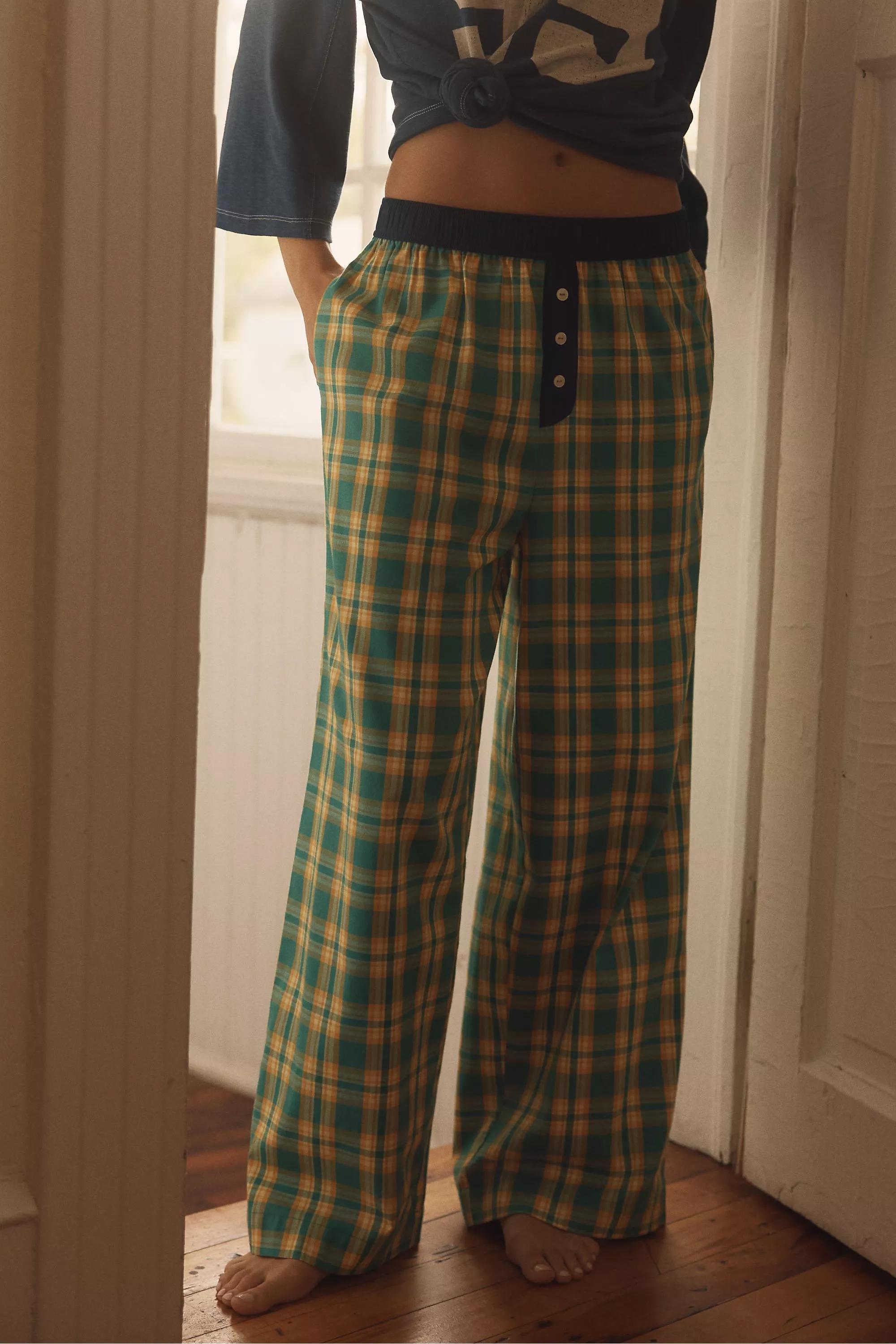 EMERALD GREEN By Anthropologie Flannel Boxer Trousers, A501_0359, large image number 2