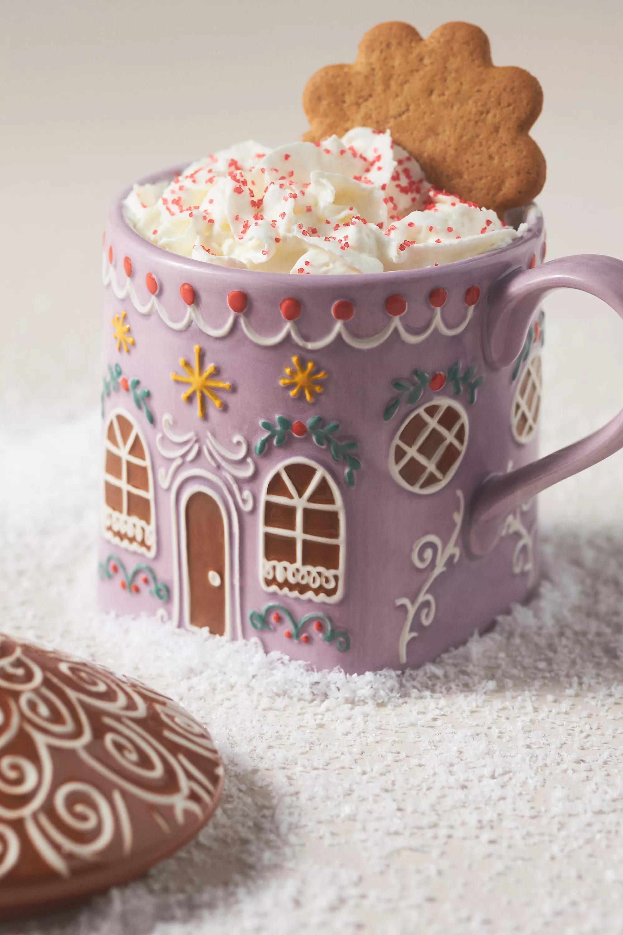 Gingerbread House Stoneware Mug, Pink, A501_0066, large image number 0