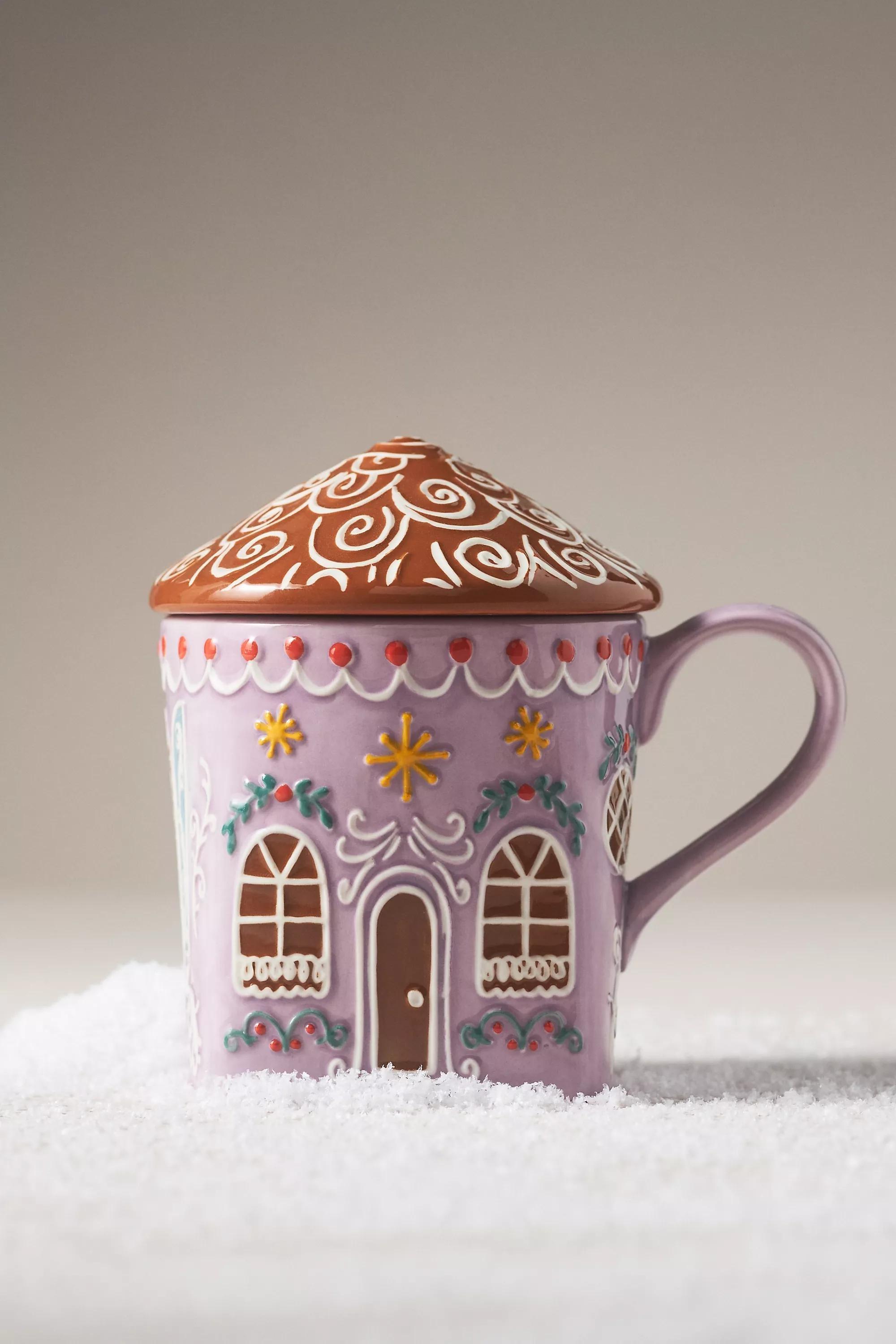 Gingerbread House Stoneware Mug, Pink, A501_0066, medium