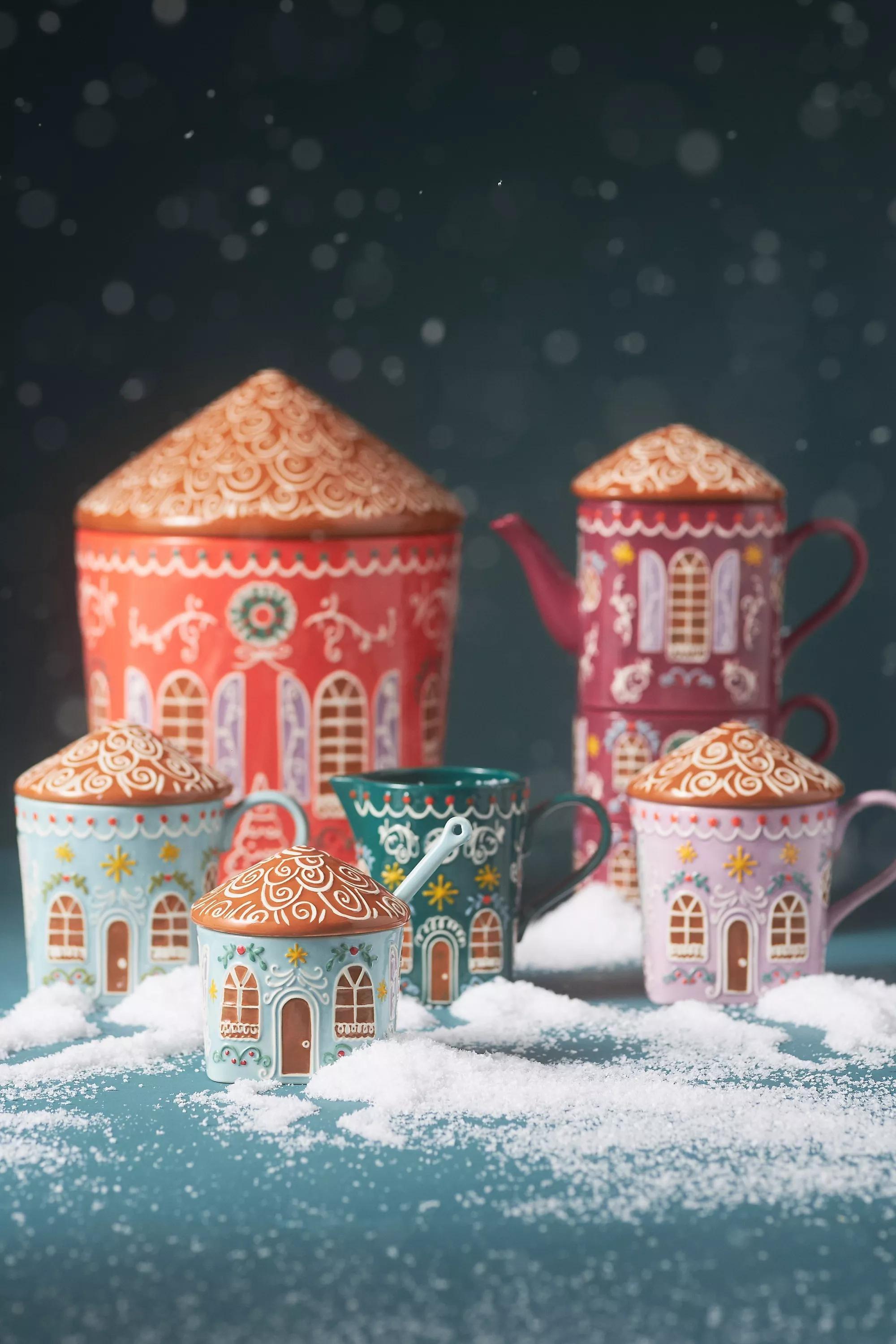 Gingerbread House Stoneware Mug, Pink, A501_0066, large image number 2