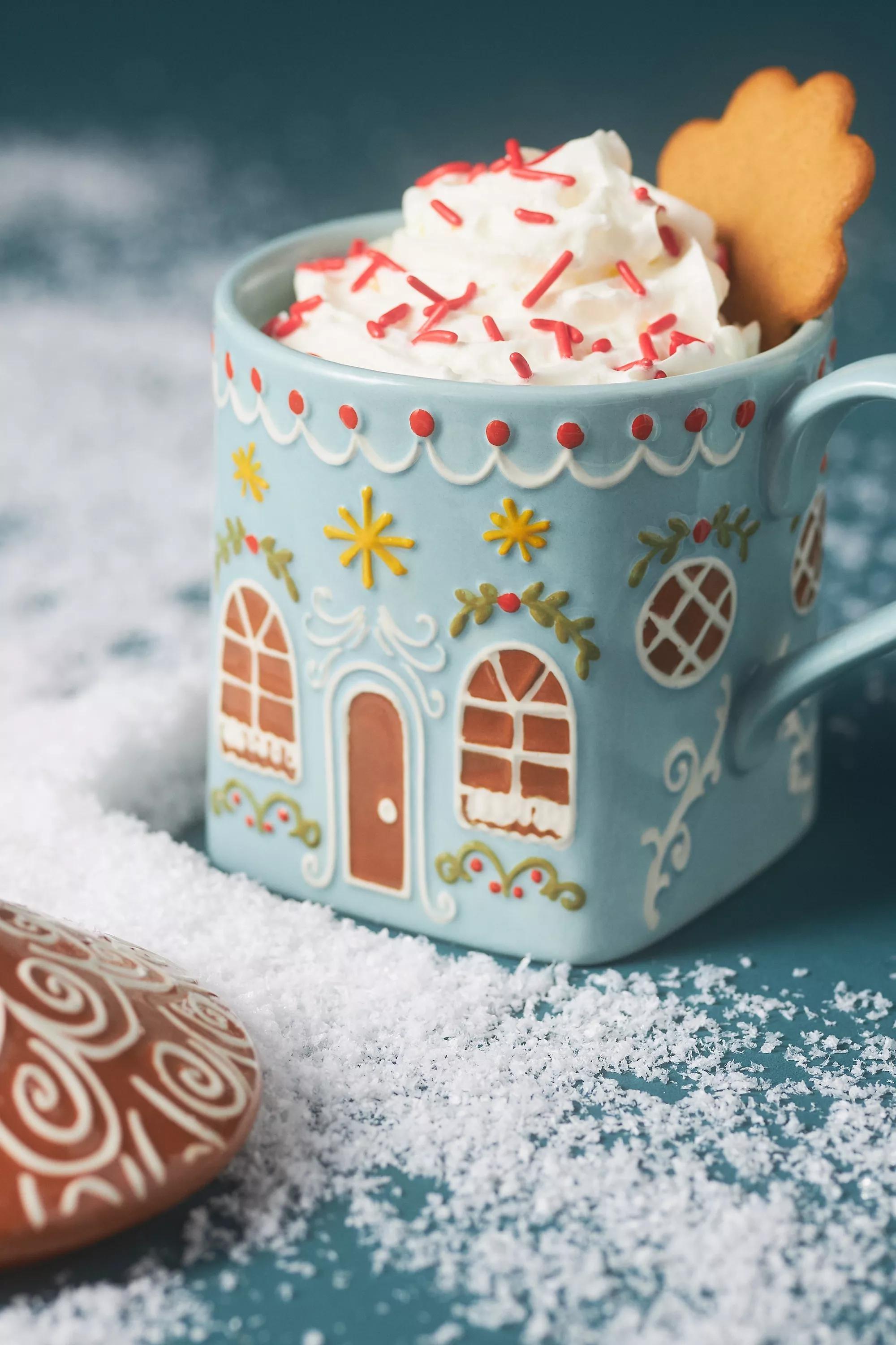 Gingerbread House Stoneware Mug, Green, A501_0102, medium