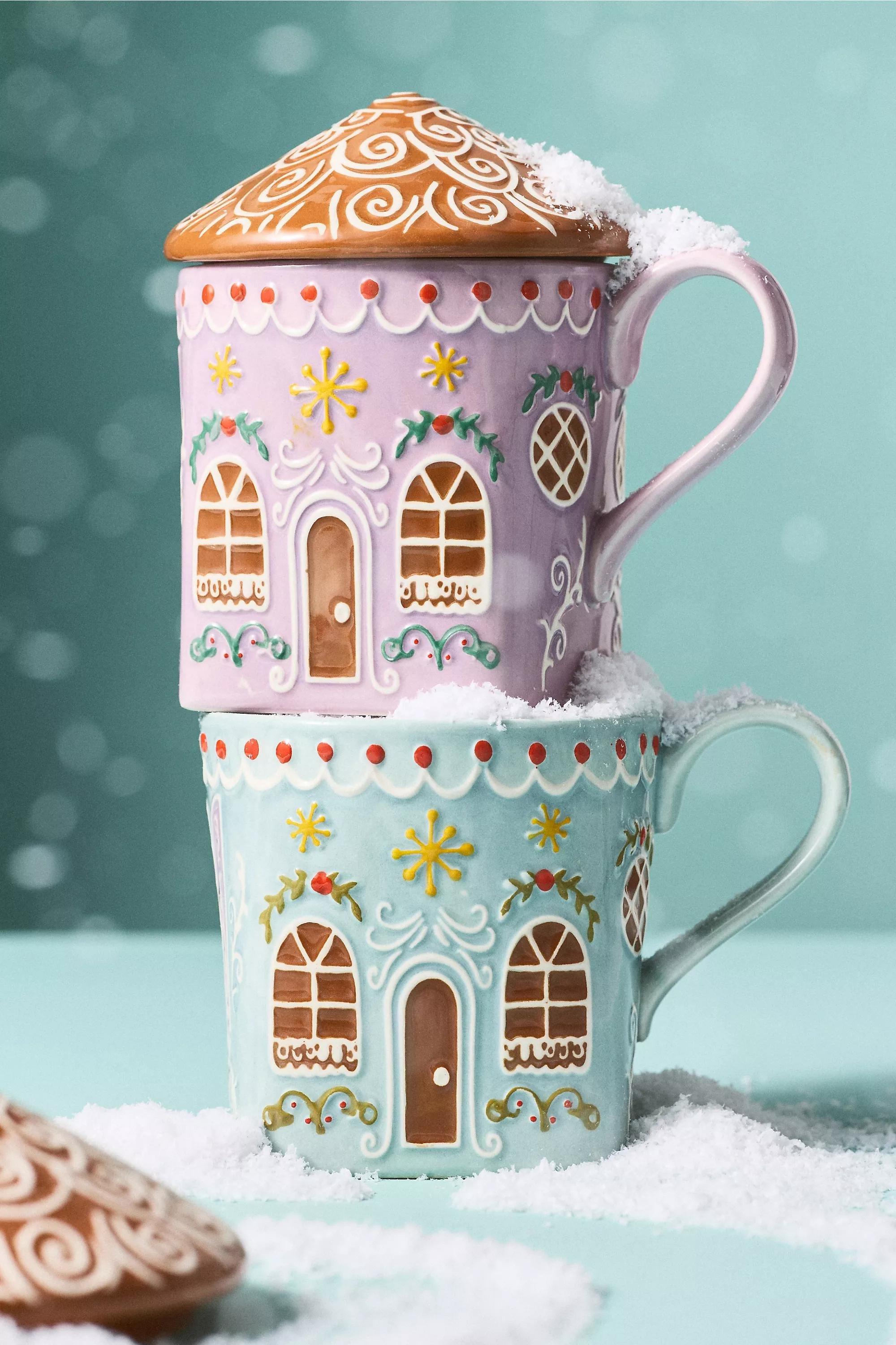 Gingerbread House Stoneware Mug, Green, A501_0102, large image number 4