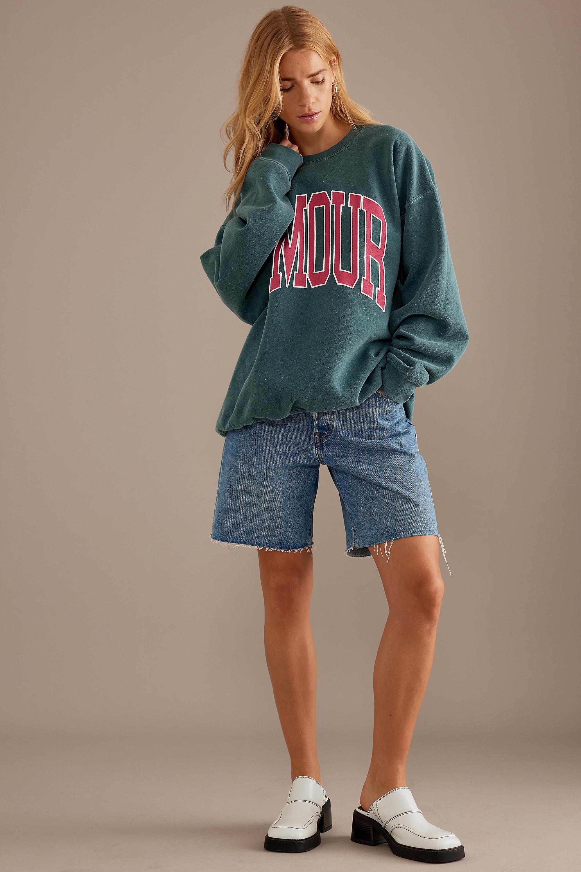 Maeve Amour Oversized Crew Neck Sweatshirt, Green, , large image number 1