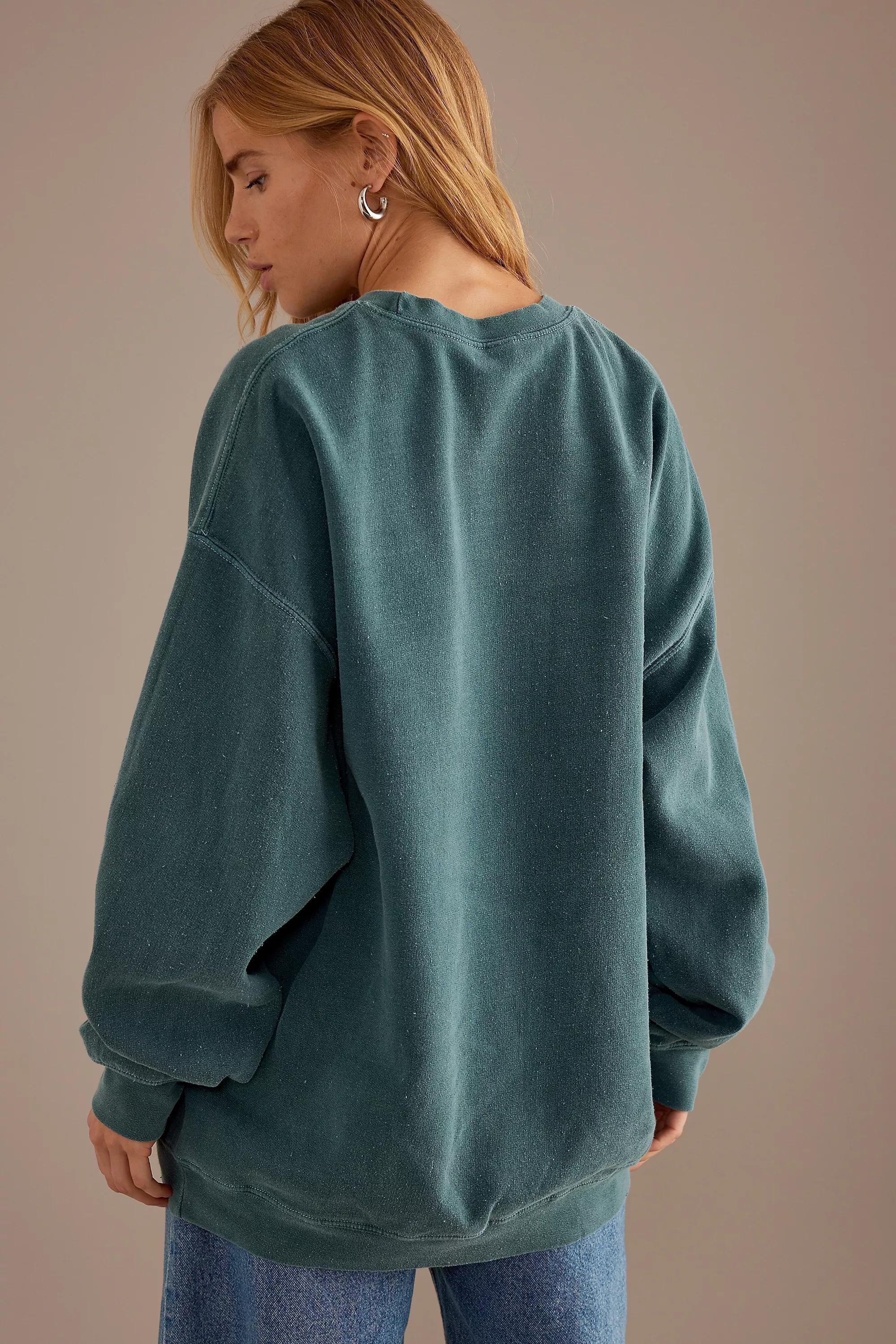 Maeve Amour Oversized Crew Neck Sweatshirt, Green, , large image number 3