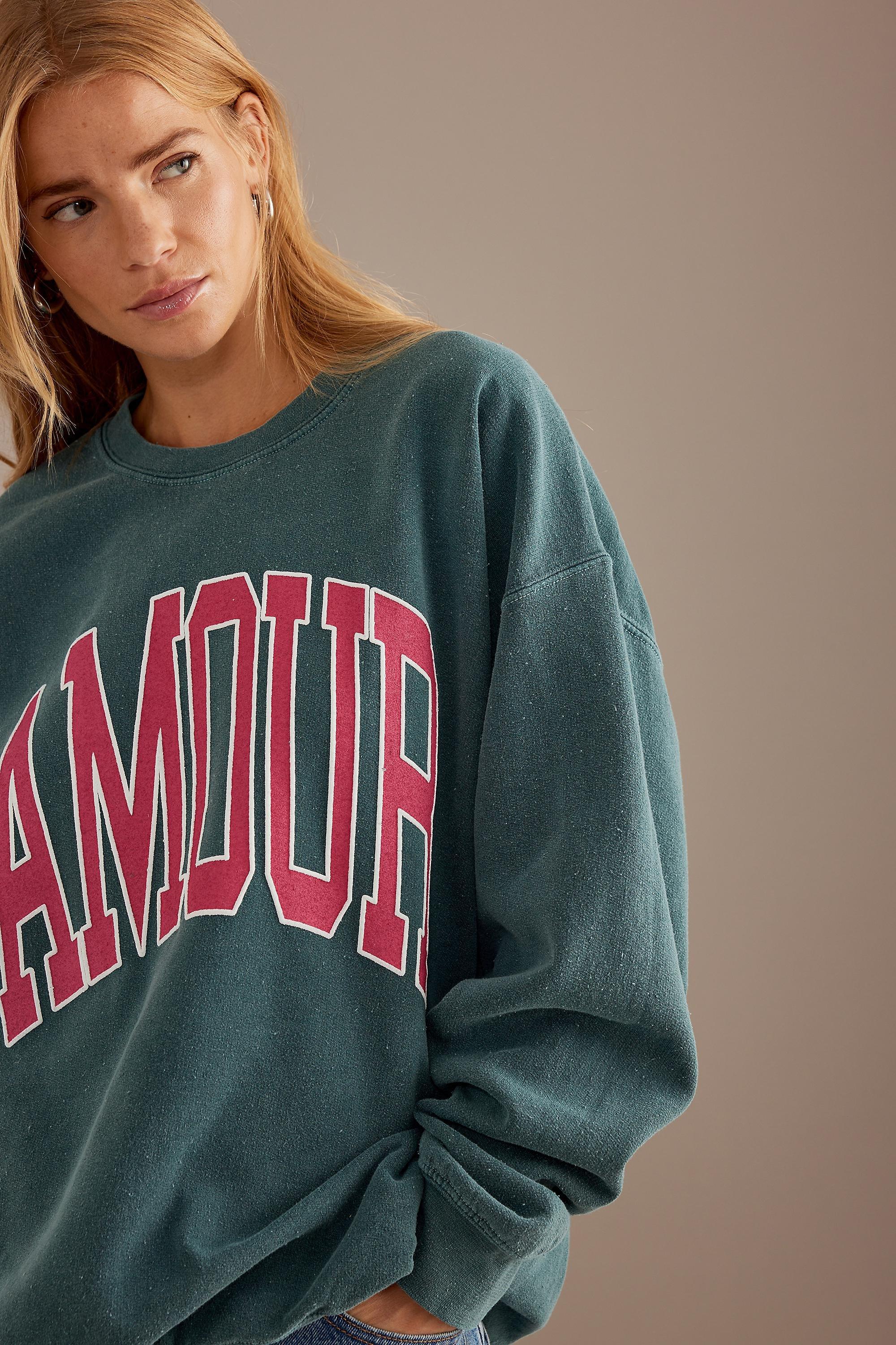 Maeve Amour Oversized Crew Neck Sweatshirt, Green, , large image number 4