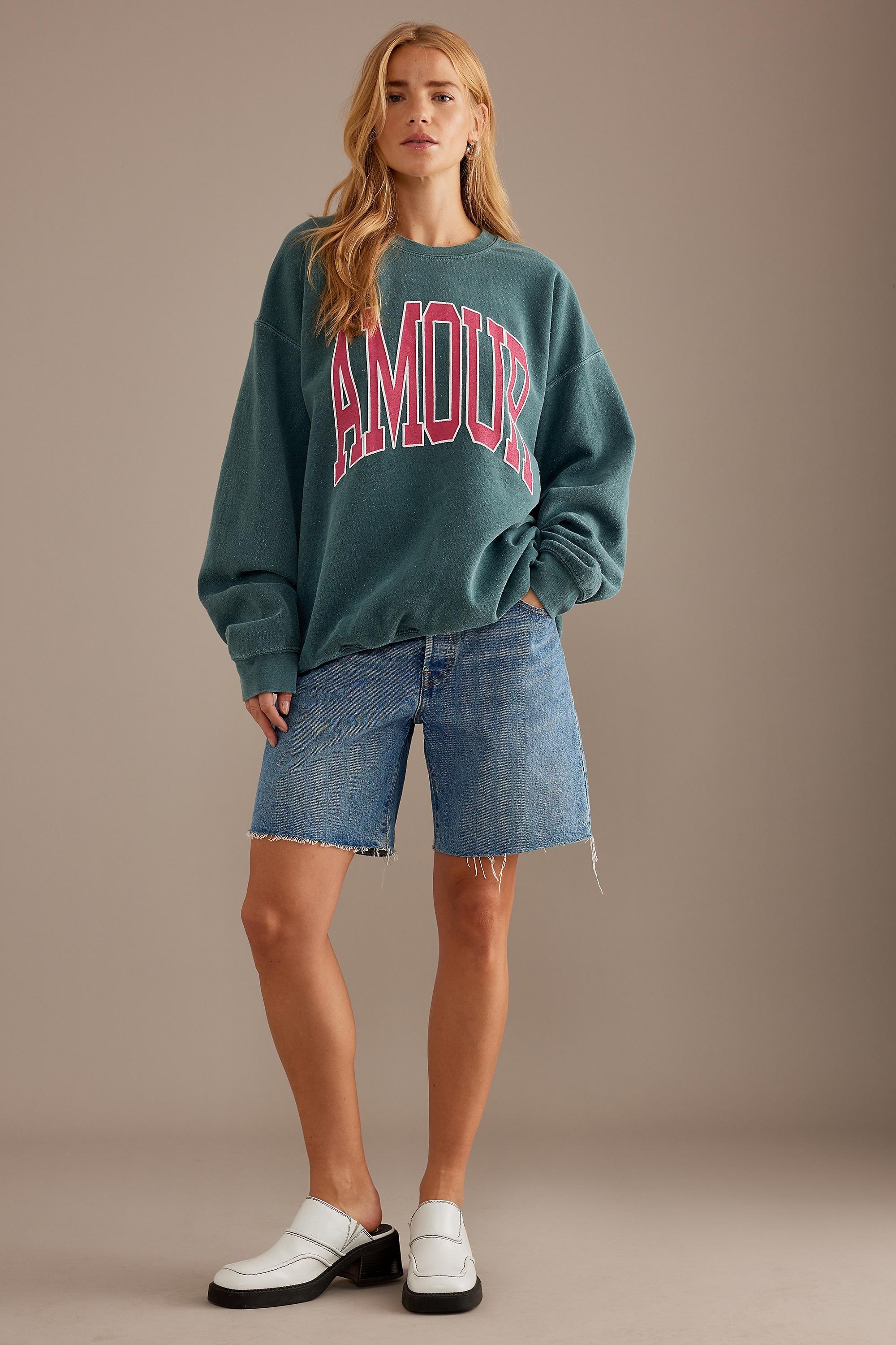 Maeve Amour Oversized Crew Neck Sweatshirt, Green, , large image number 5