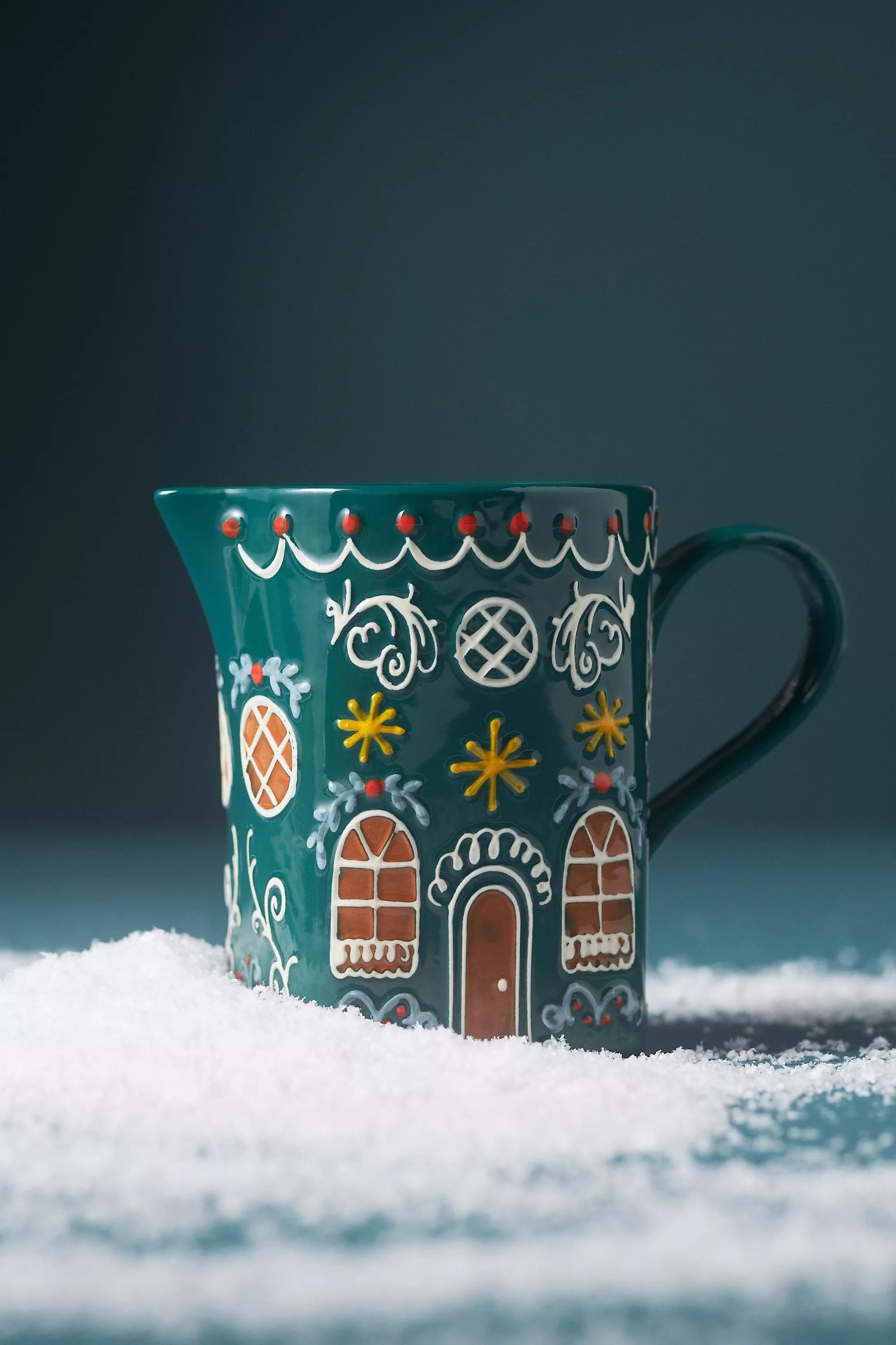 Holly Gingerbread Ceramic Stoneware Milk Jug, Blue, A501_0032, large image number 0