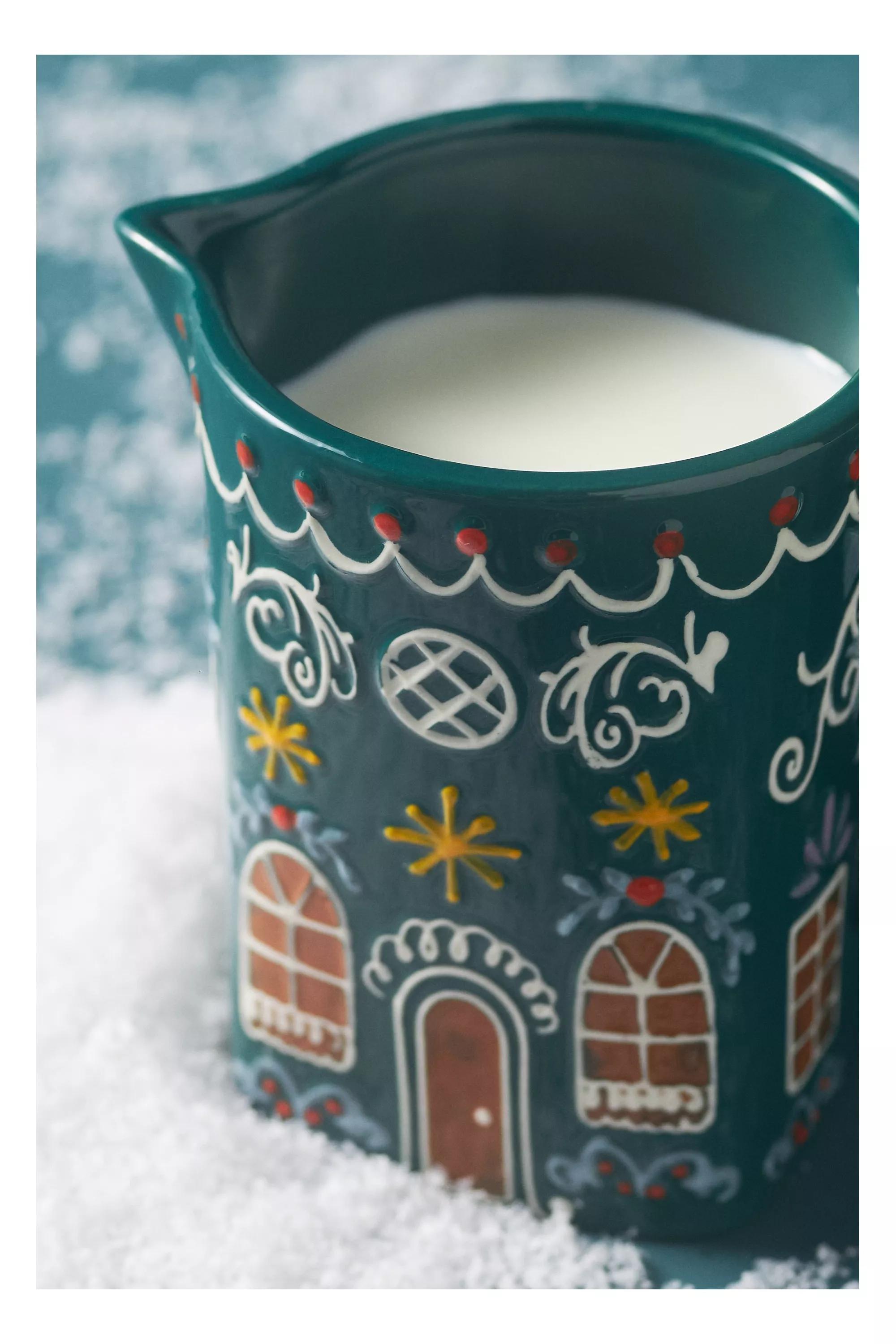Holly Gingerbread Ceramic Stoneware Milk Jug, Blue, A501_0032, large image number 2