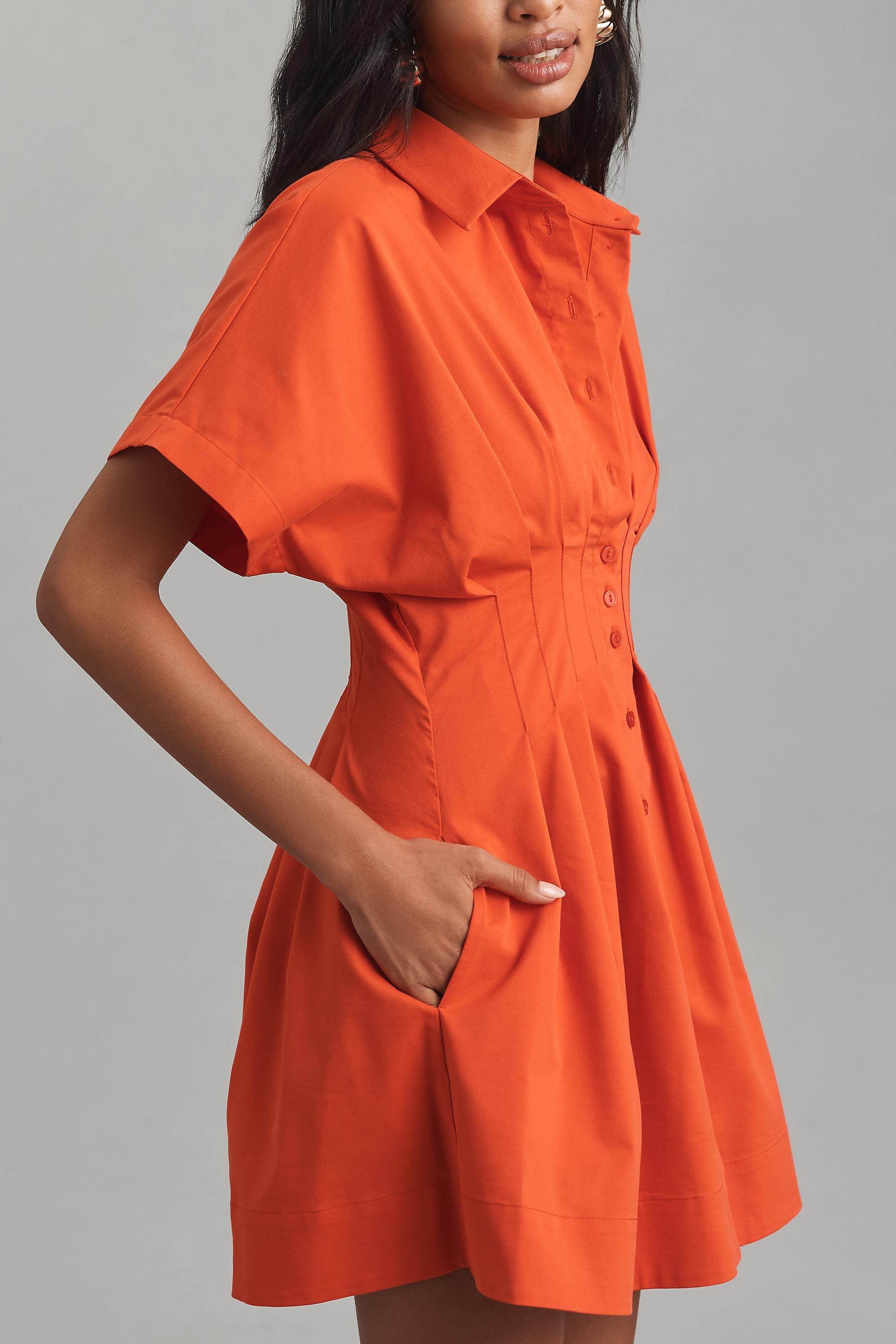 The Tobie Button-Front Pleated Shirt Dress, Red, , large image number 2