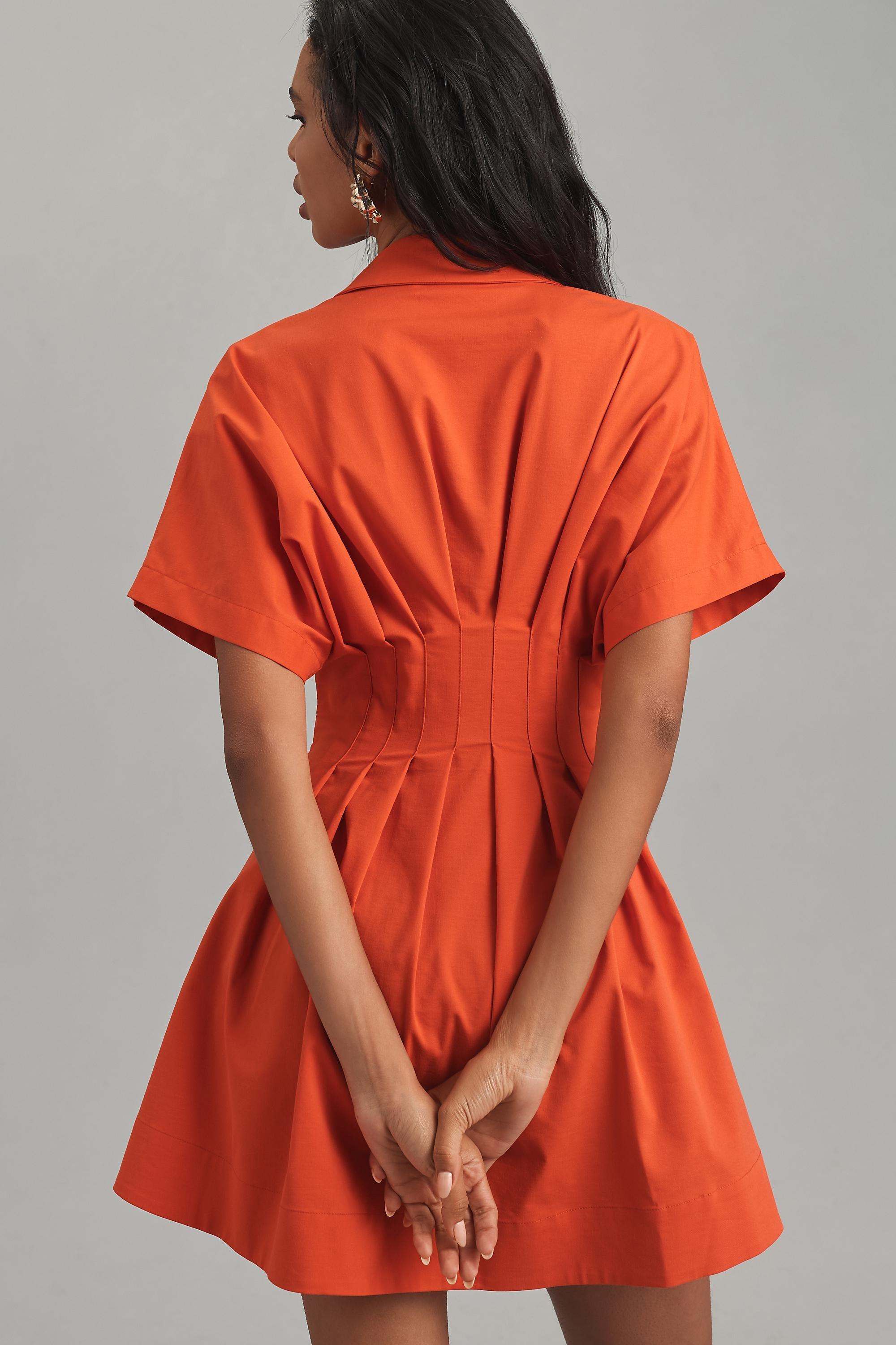The Tobie Button-Front Pleated Shirt Dress, Red, , large image number 3