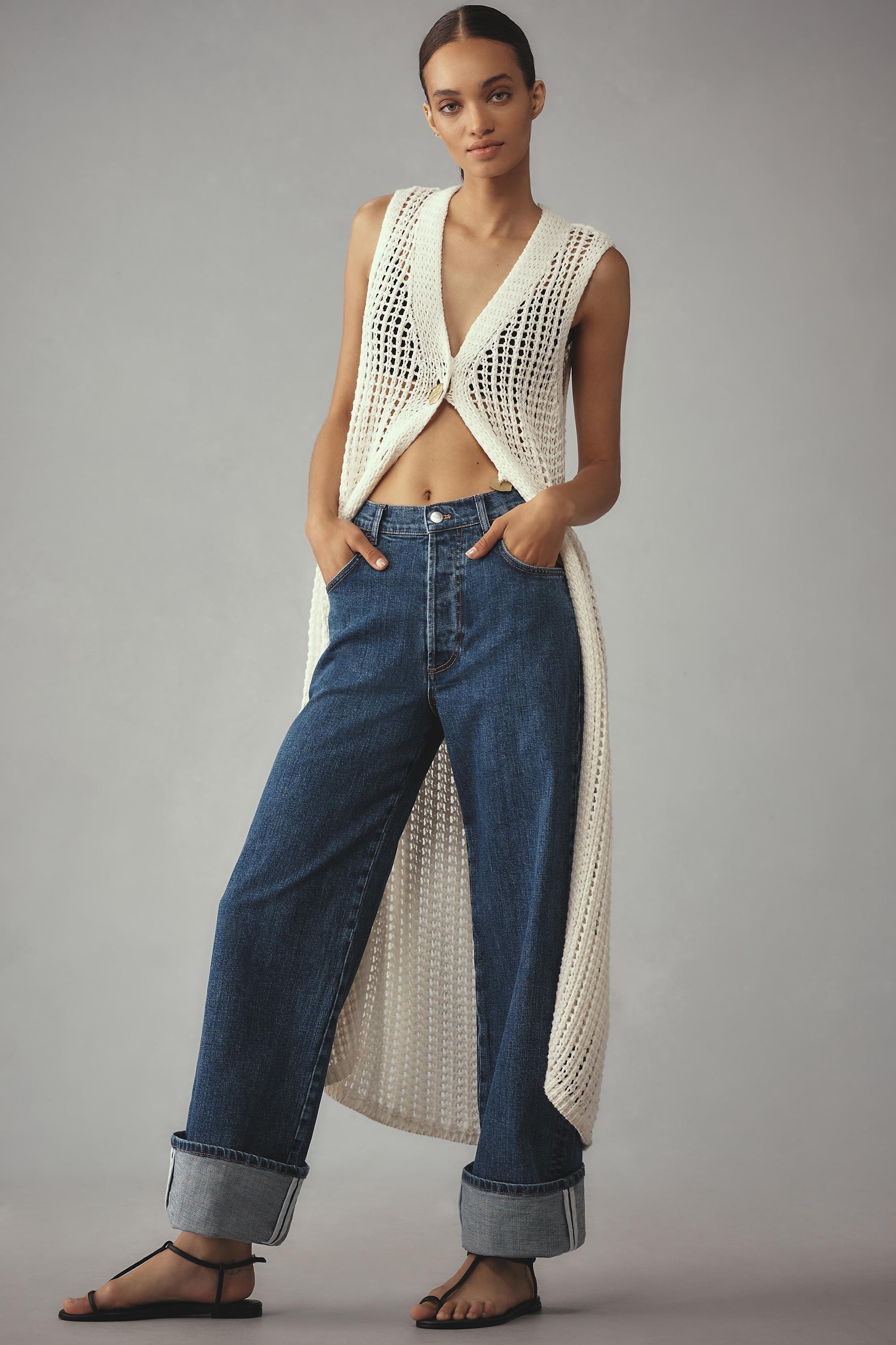 DENIM MEDIUM BLUE Pilcro Cuff High-Rise Straight-Leg Jeans, A501_0093, large image number 0