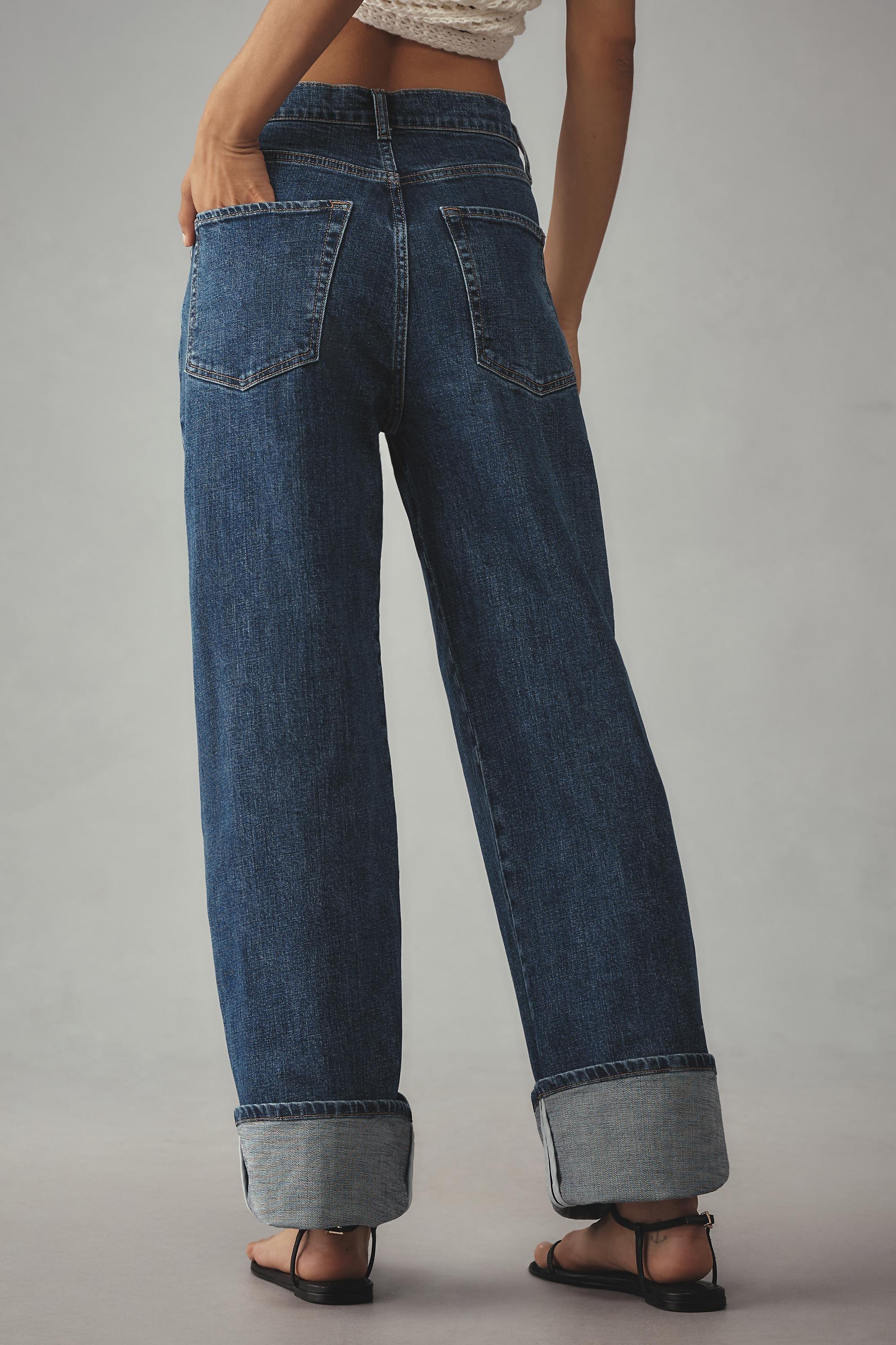 DENIM MEDIUM BLUE Pilcro Cuff High-Rise Straight-Leg Jeans, A501_0093, large image number 1
