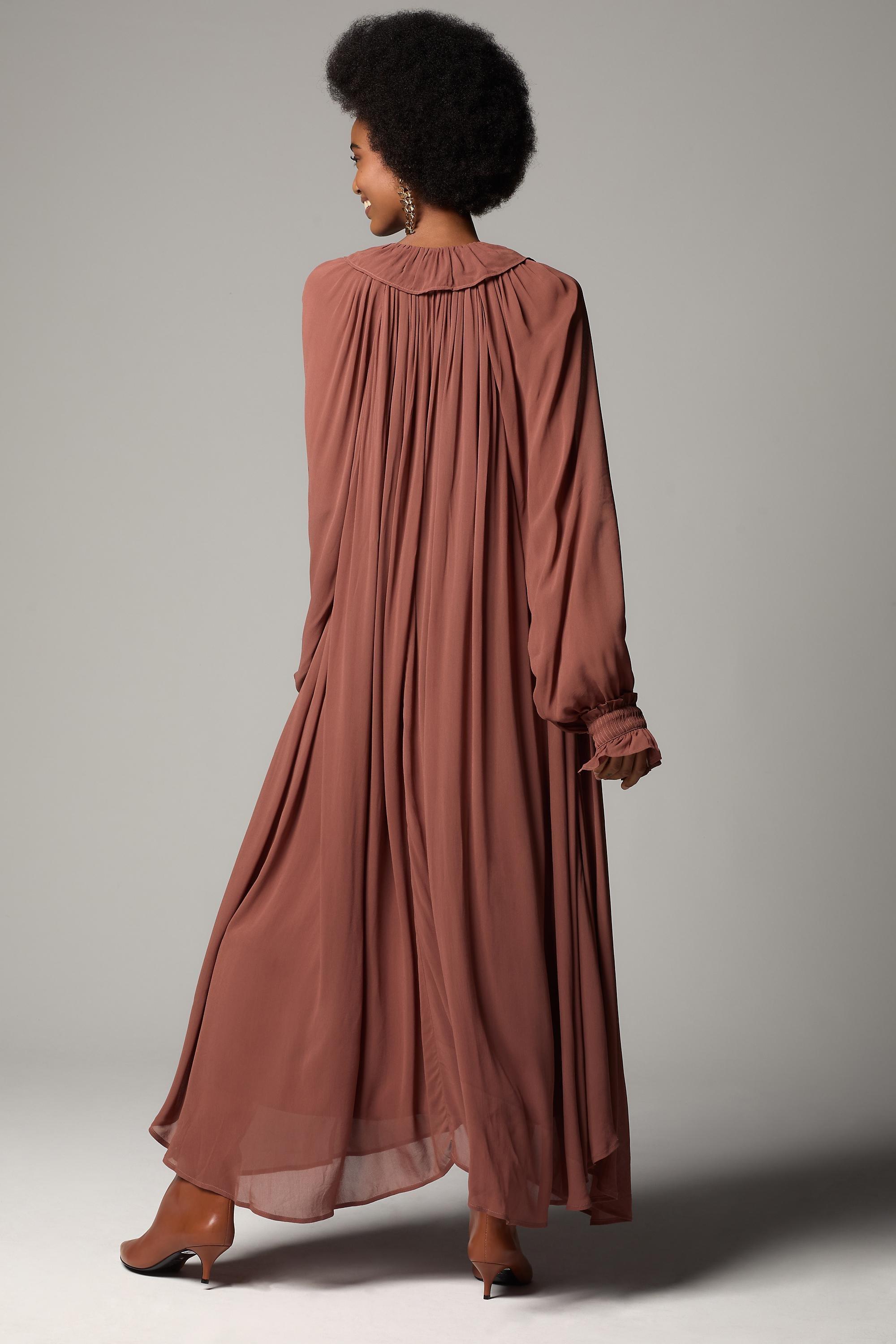 Anthropologie Frills Ruffle Midi, Brown, , large image number 1