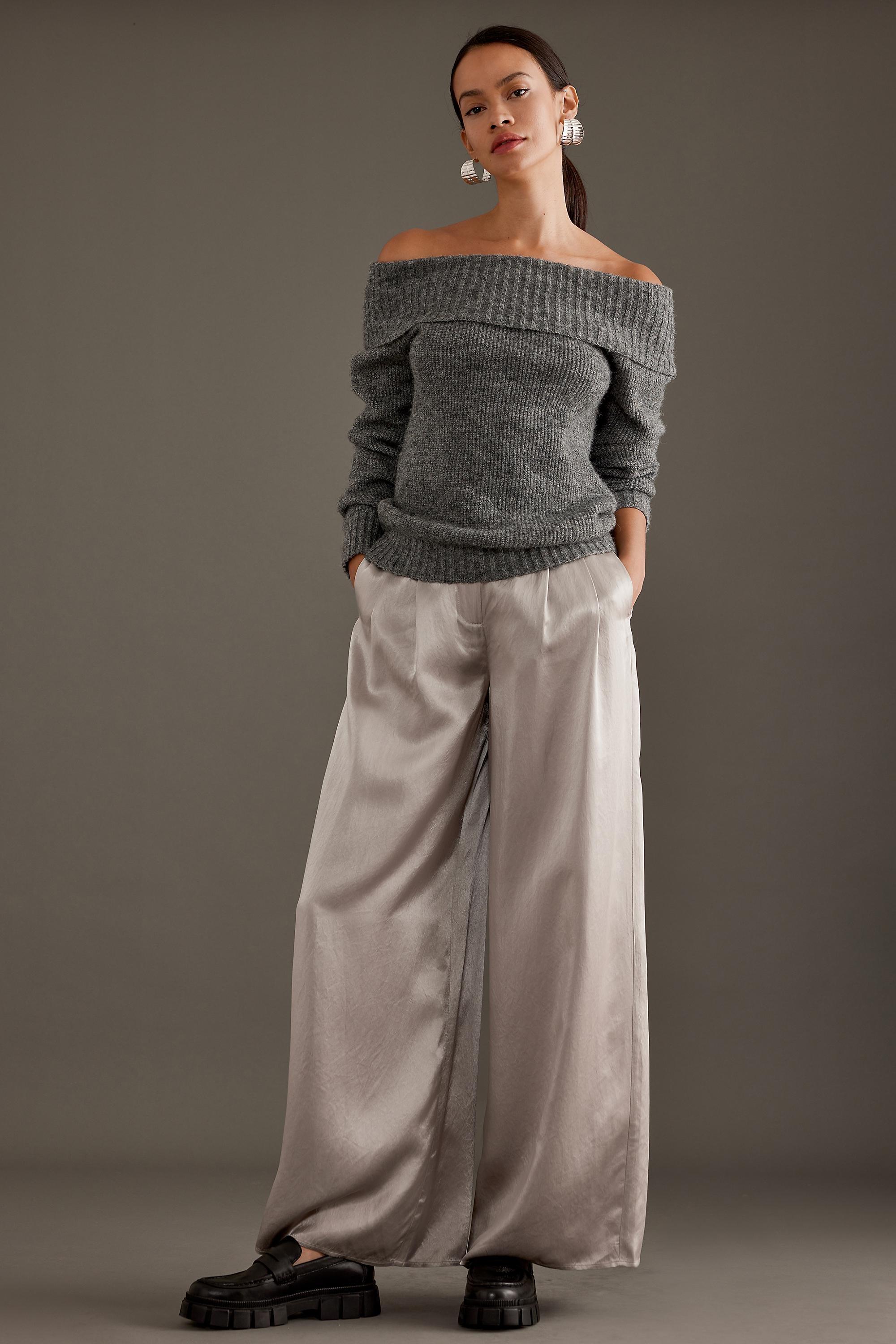 Selected Femme Selene Wide-Leg Pants, Silver, , large image number 0