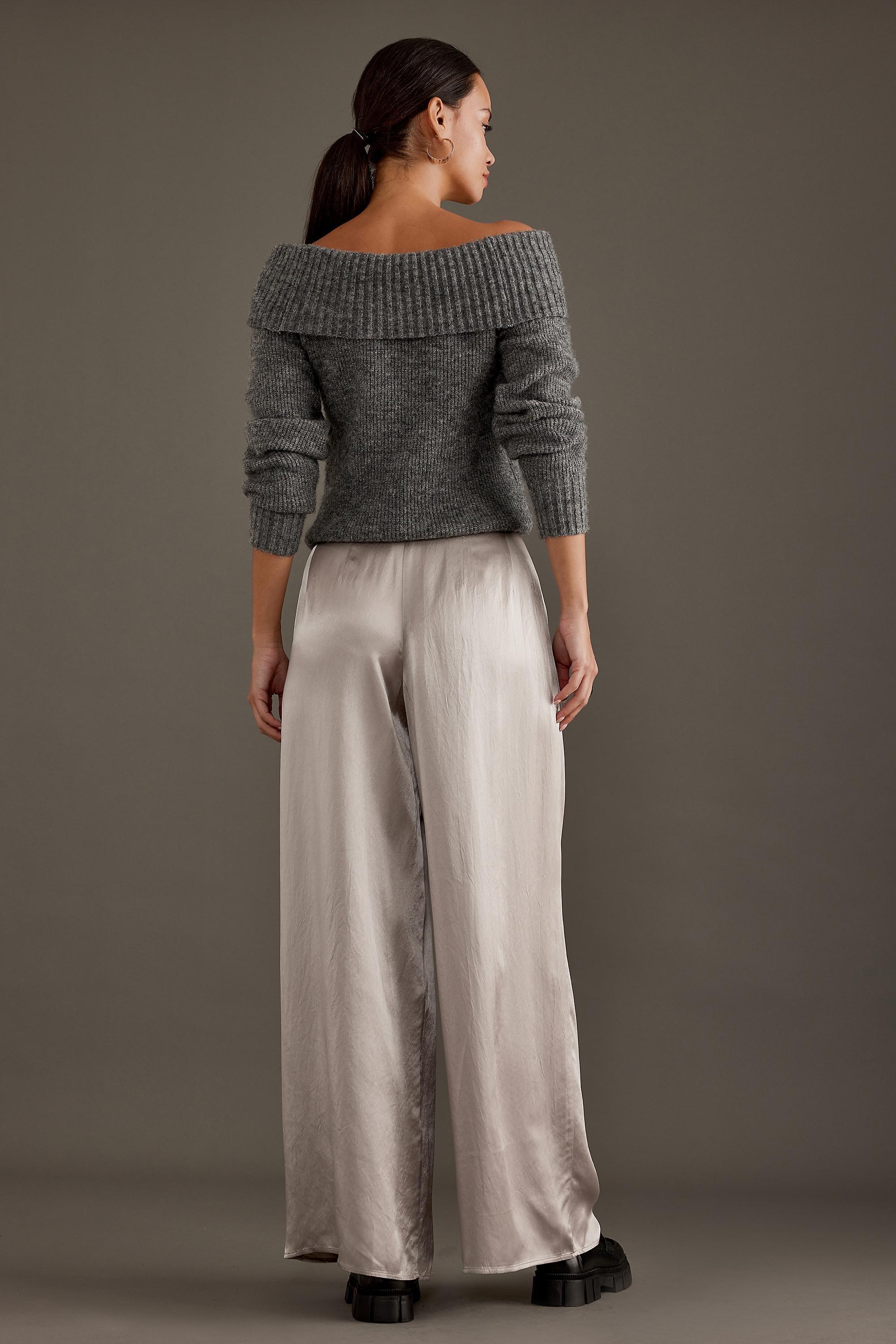 Selected Femme Selene Wide-Leg Pants, Silver, A501_0007, large image number 3