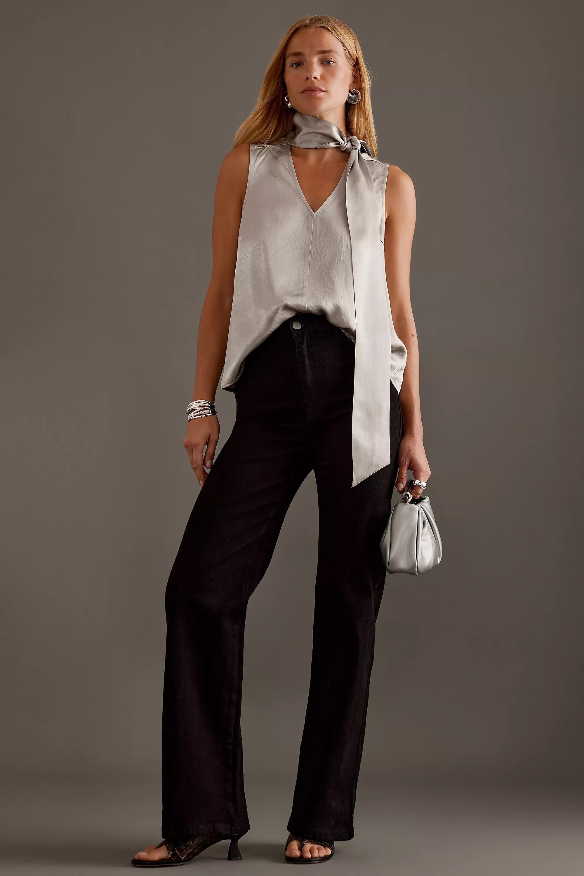 Anthropologie Satin Finish Blouse, Silver, , large image number 3