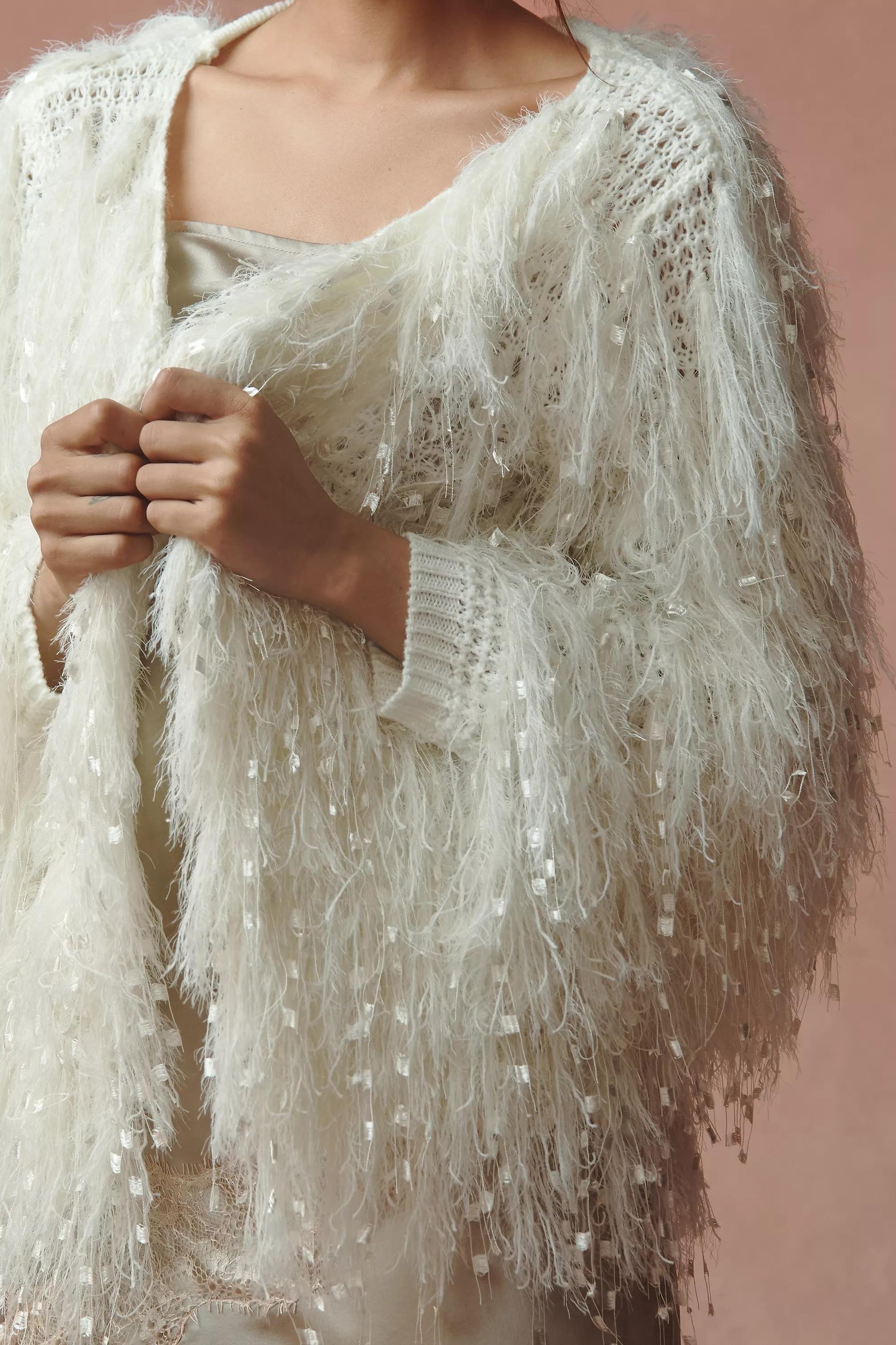 Anthropologie Textured Knitted Cardigan, Cream, A501_0012, large image number 3
