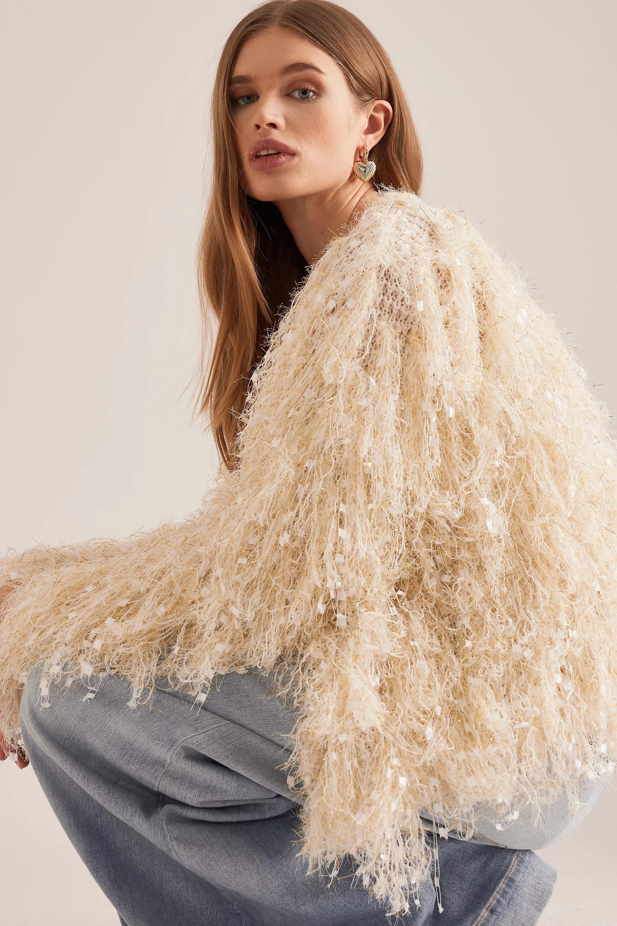 Gold By Anthropologie Knit Fringe Cardigan, A501_0070, large image number 2