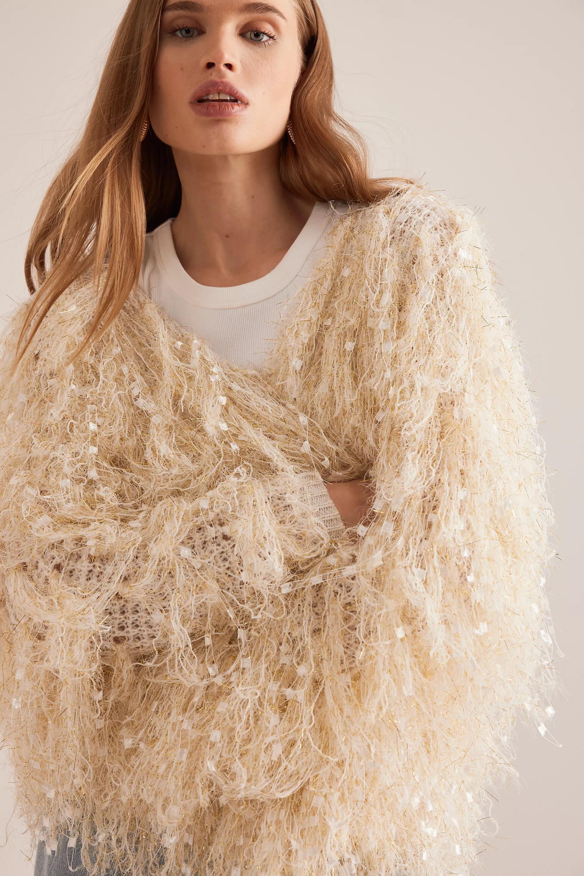 Gold By Anthropologie Knit Fringe Cardigan, A501_0070, large image number 3