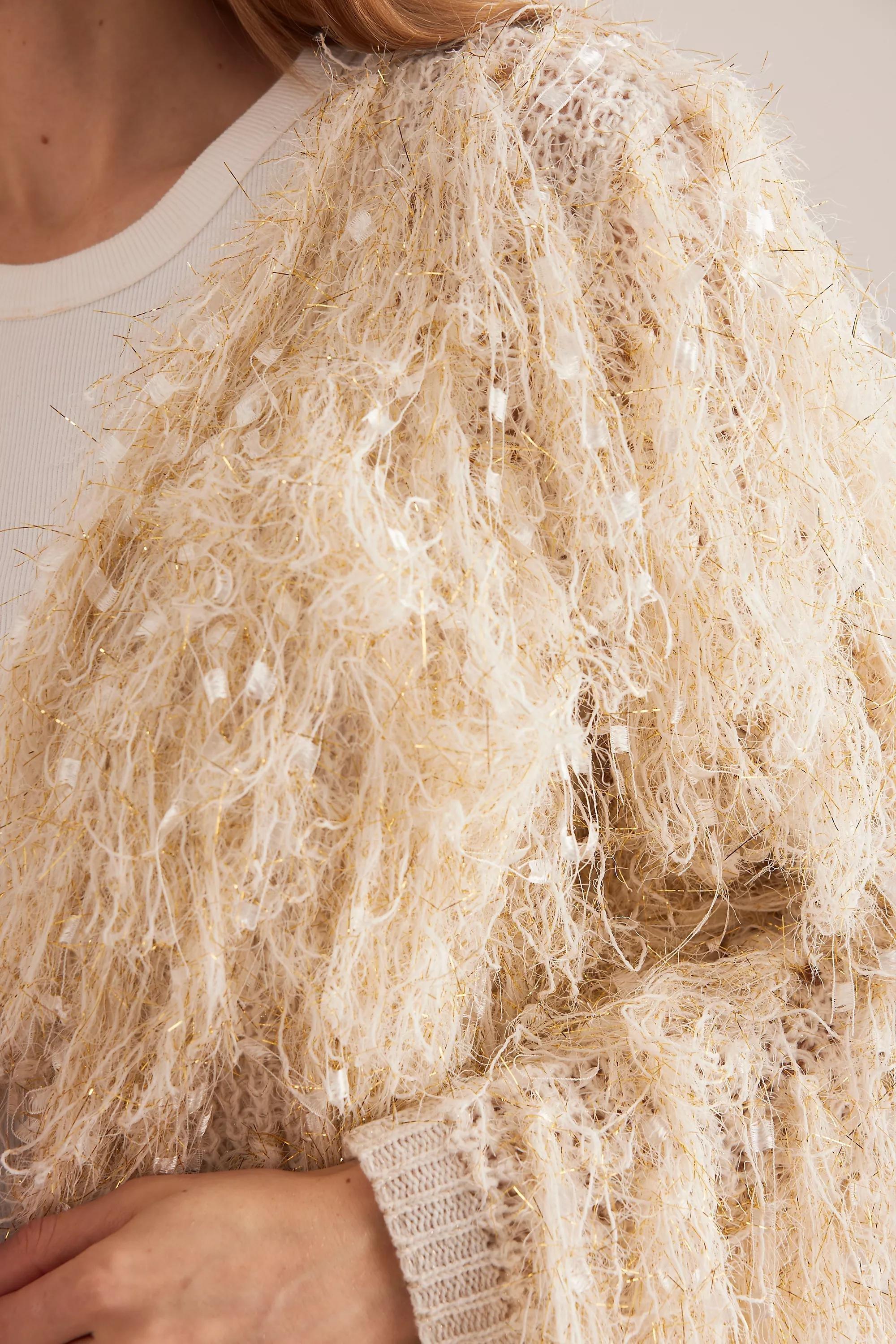 Gold By Anthropologie Knit Fringe Cardigan, A501_0070, large image number 5