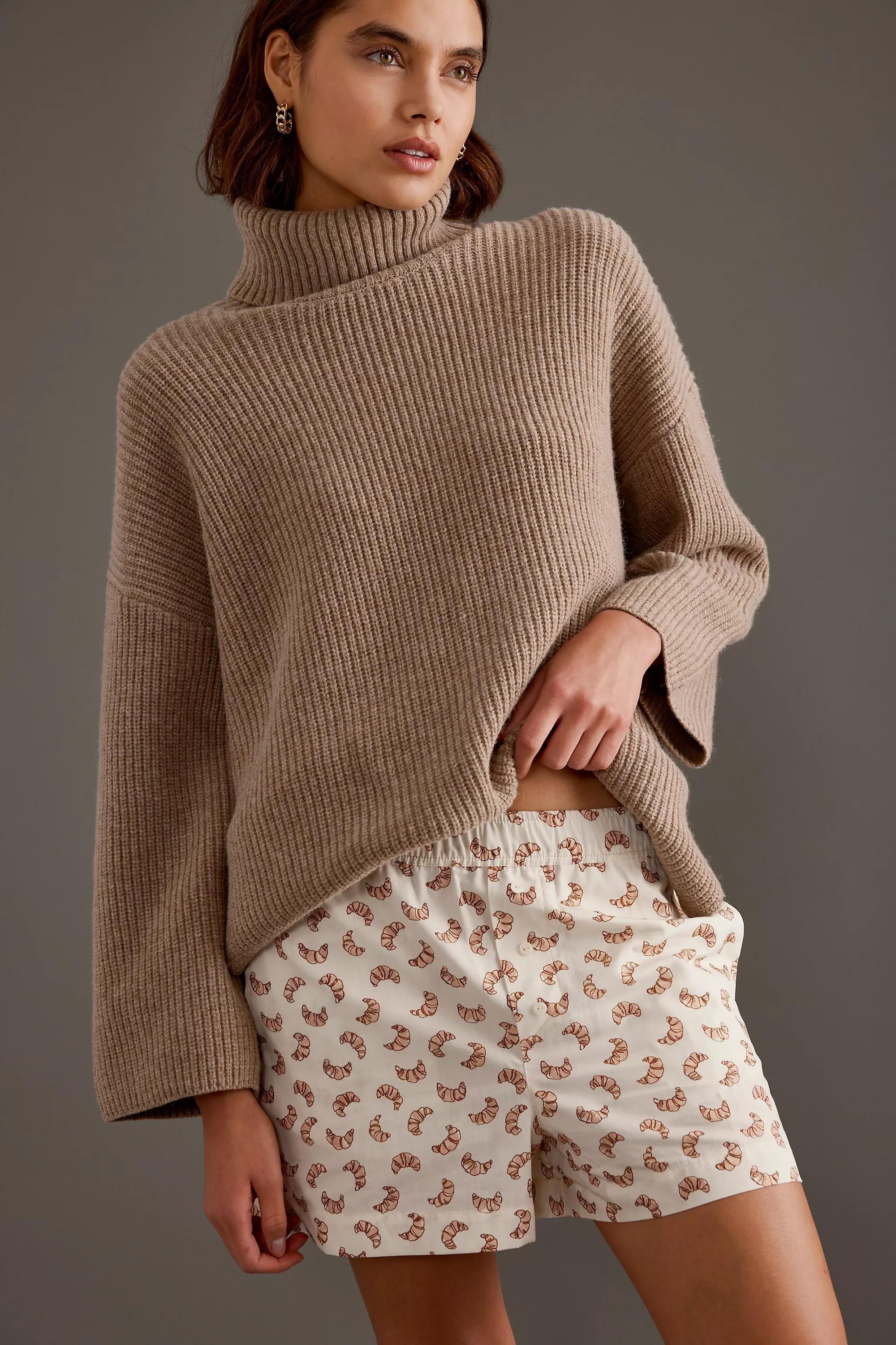 Anthropologie Printed Boxer Shorts, Brown, , large image number 0
