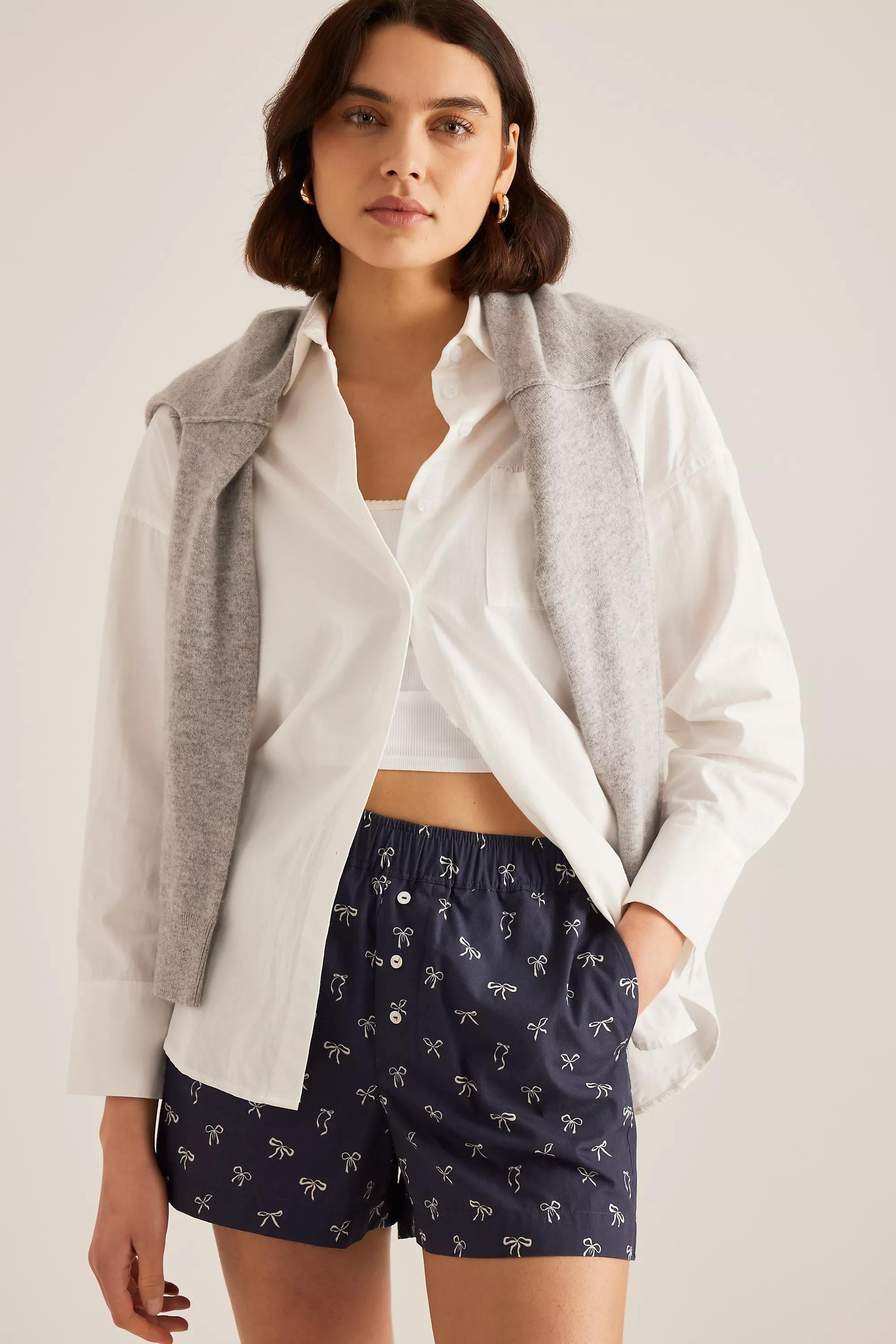 Anthropologie Printed Boxer Shorts, Black, , large image number 1