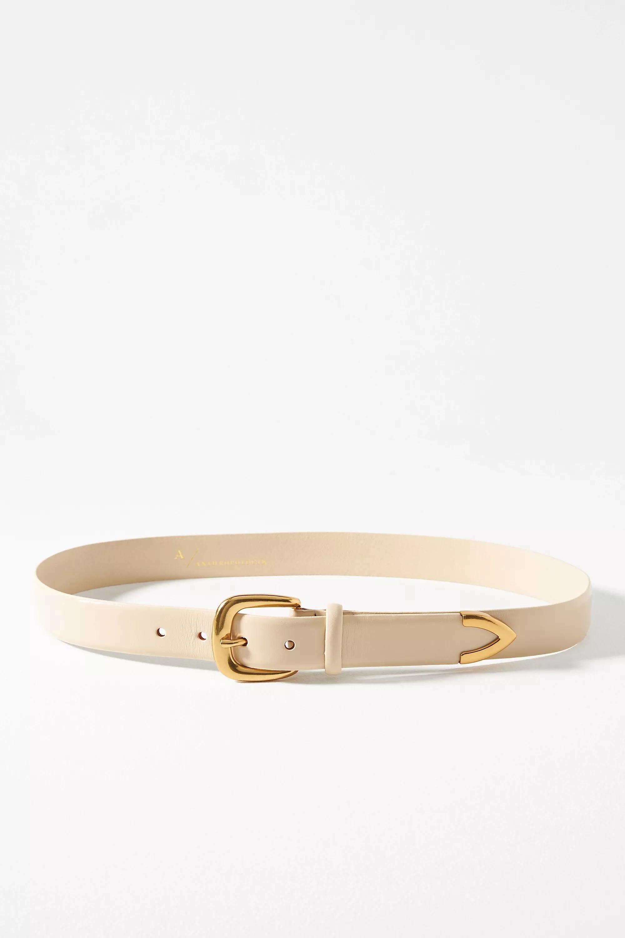 Simple Western Belt, Cream, , large image number 0