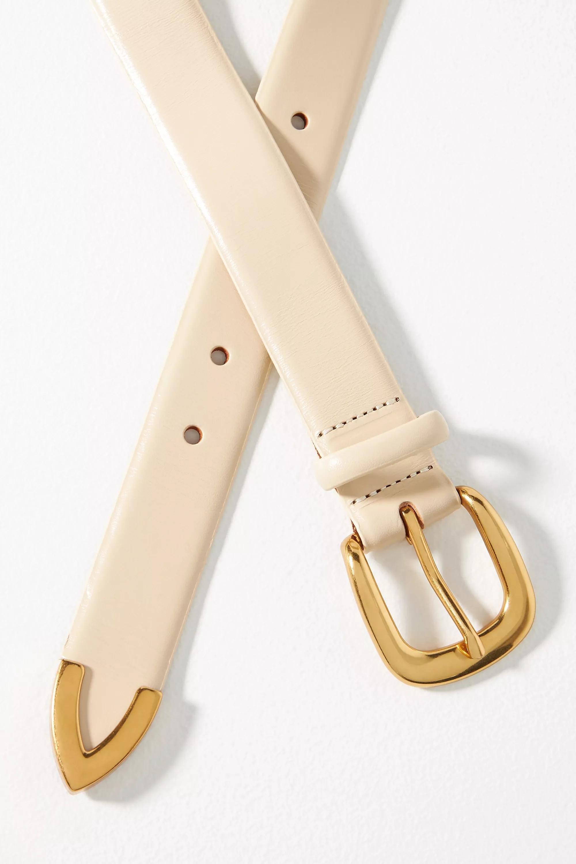 Simple Western Belt, Cream, , large image number 3