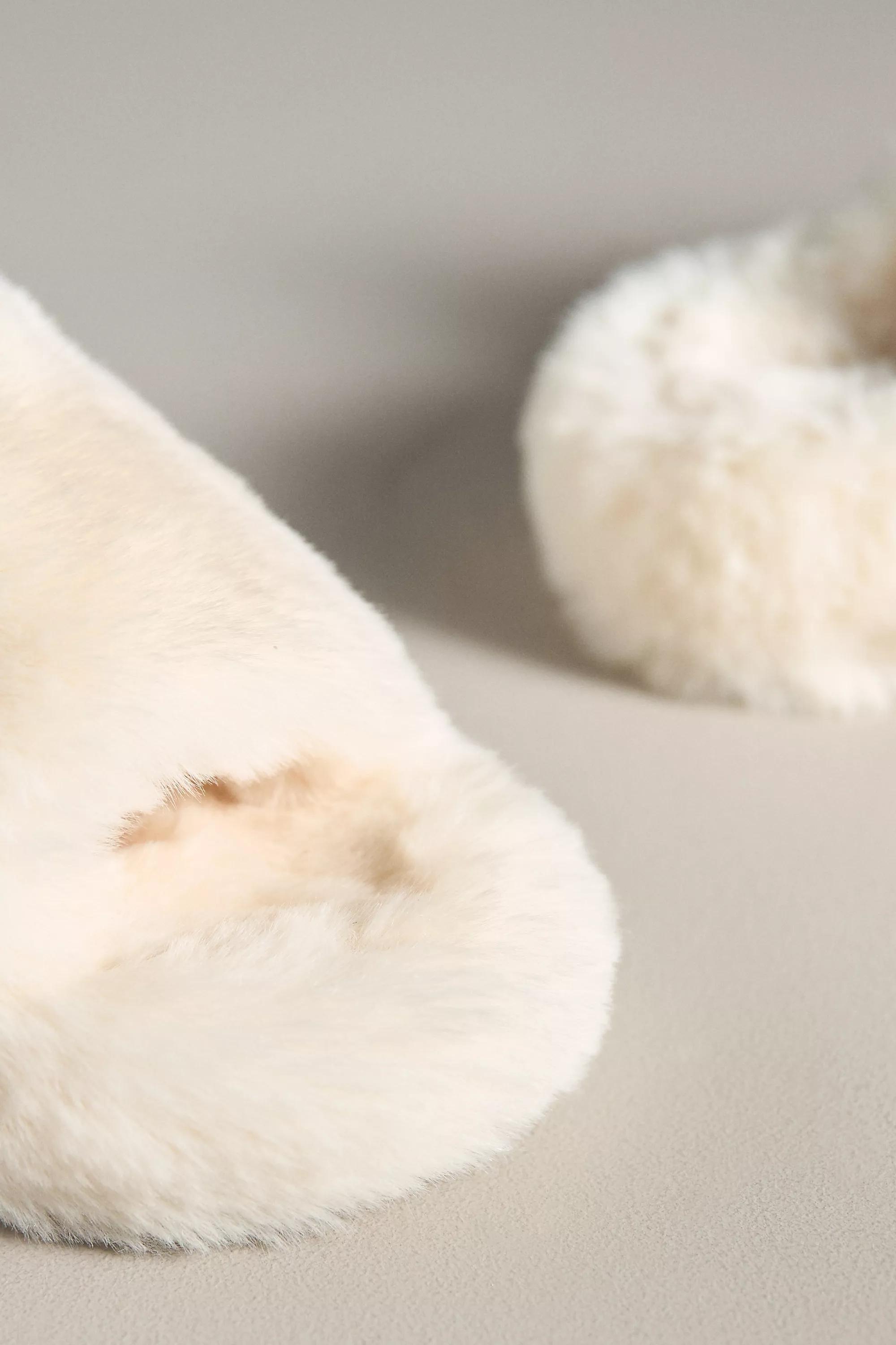 Anthropologie Fuzzy Platform Slippers, Cream, , large image number 2