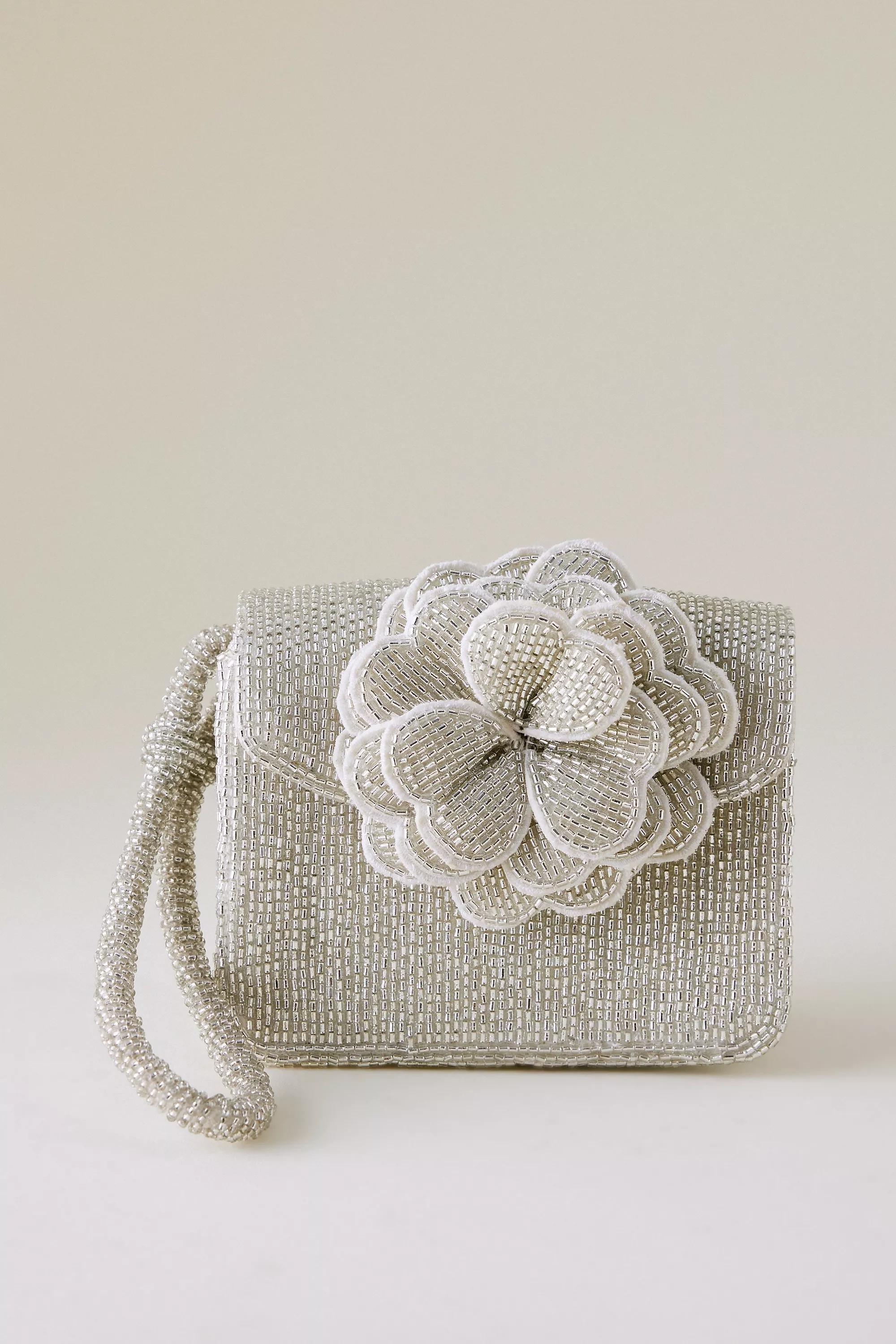By Anthropologie Beaded Wristlet, Silver, A501_0007, large image number 0